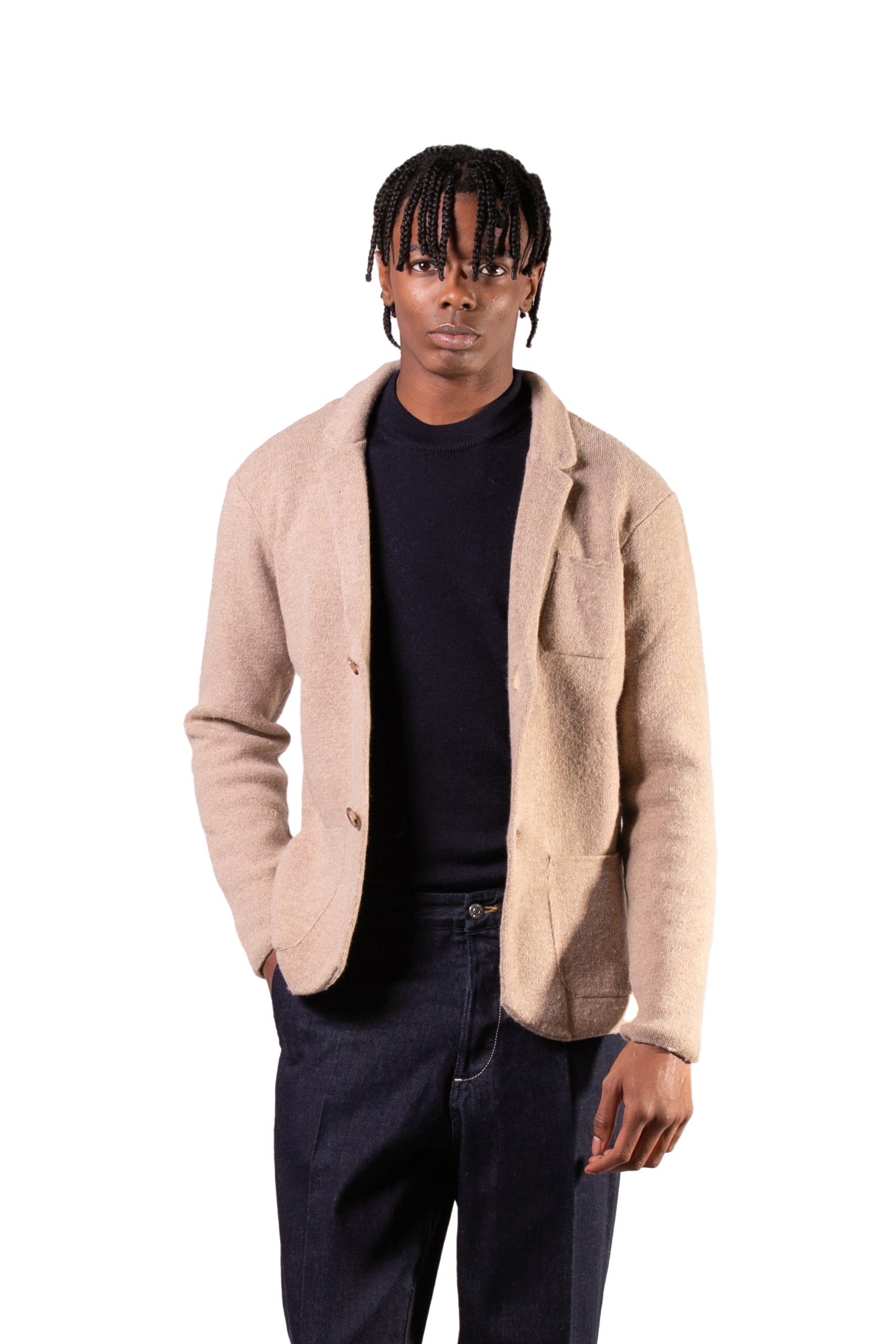 Veste en laine à simple boutonnage - Beige