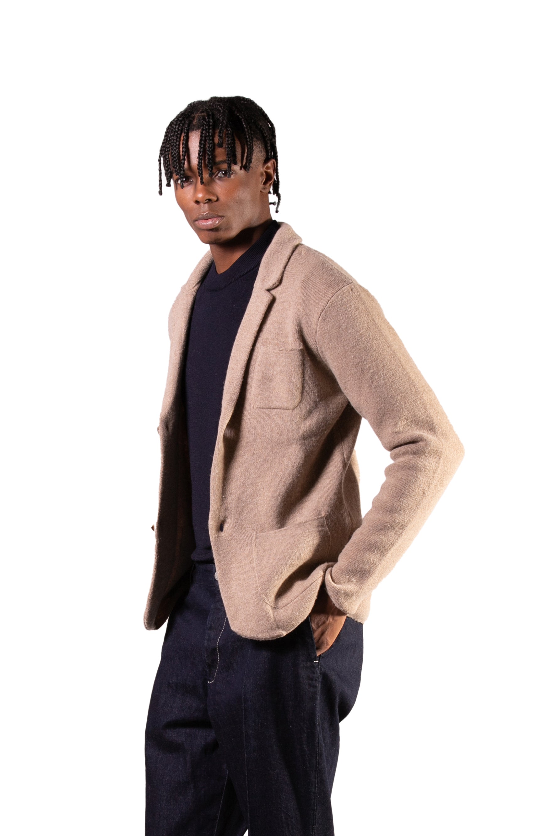 Veste en laine à simple boutonnage - Beige