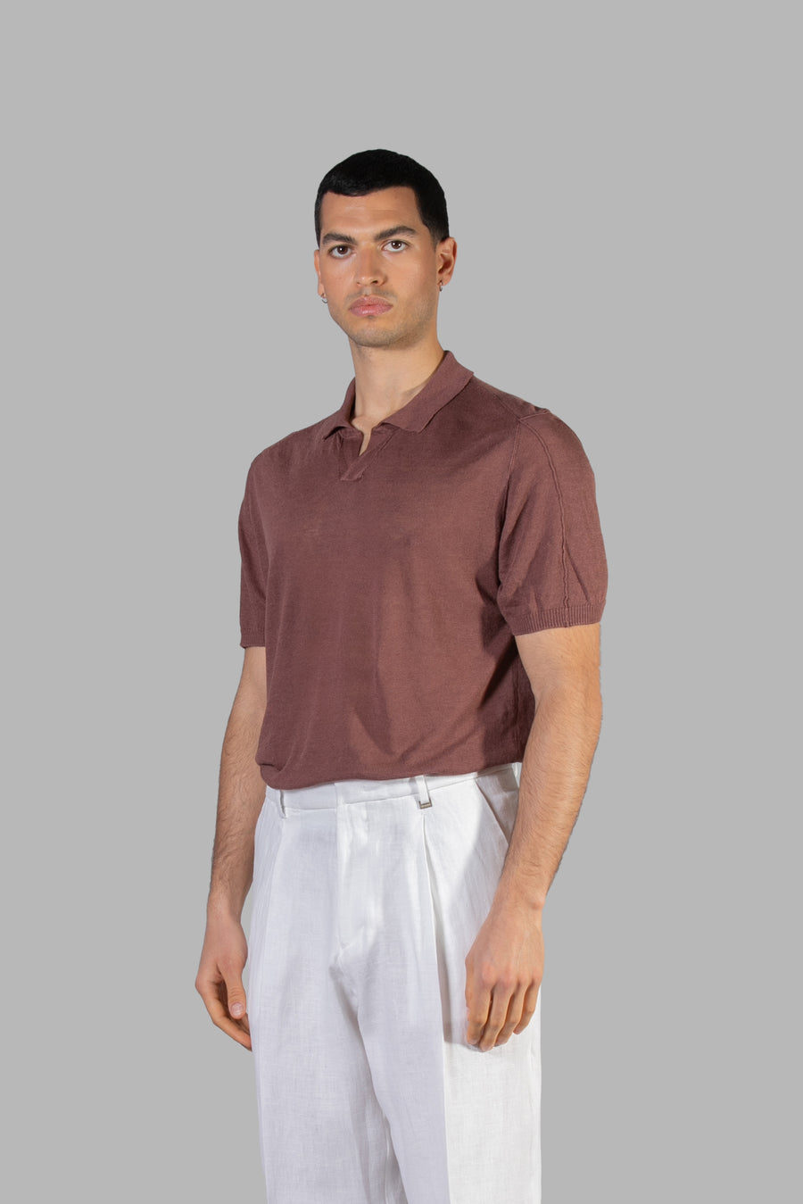 Polo in lino regular fit - Cipolla