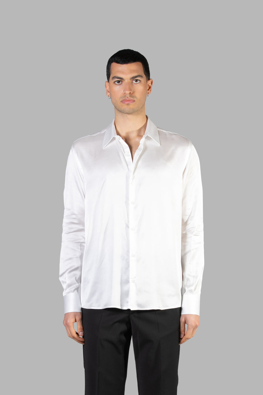 Camicia in viscosa lucida - Bianco