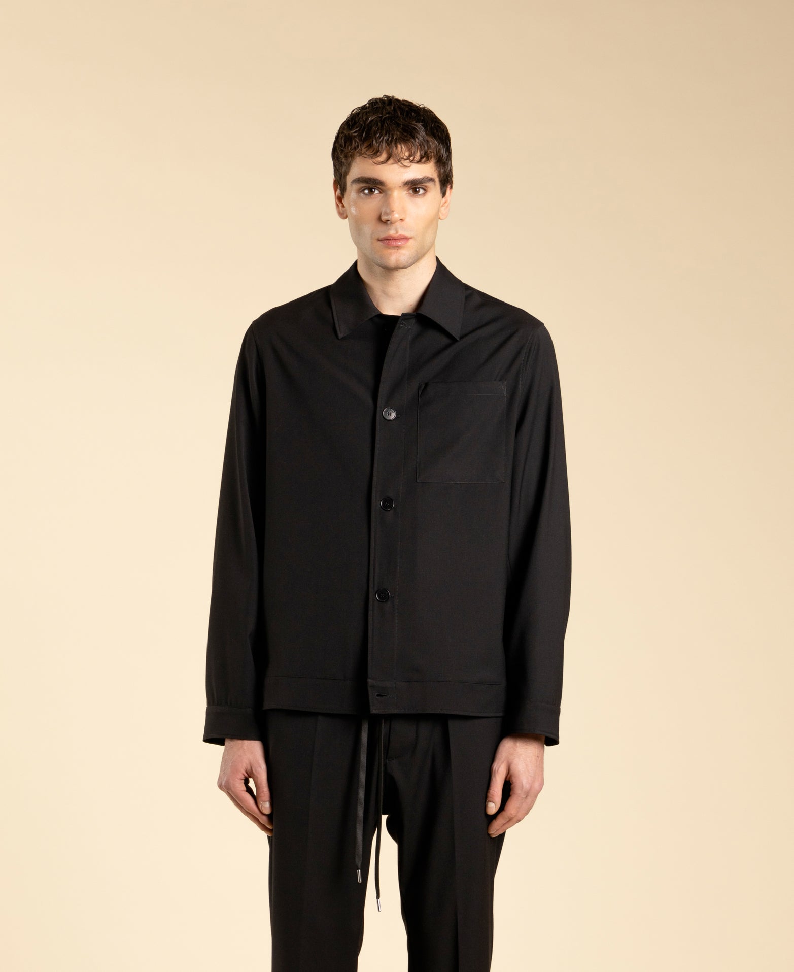 Giacca camicia collo camicia - Nero
