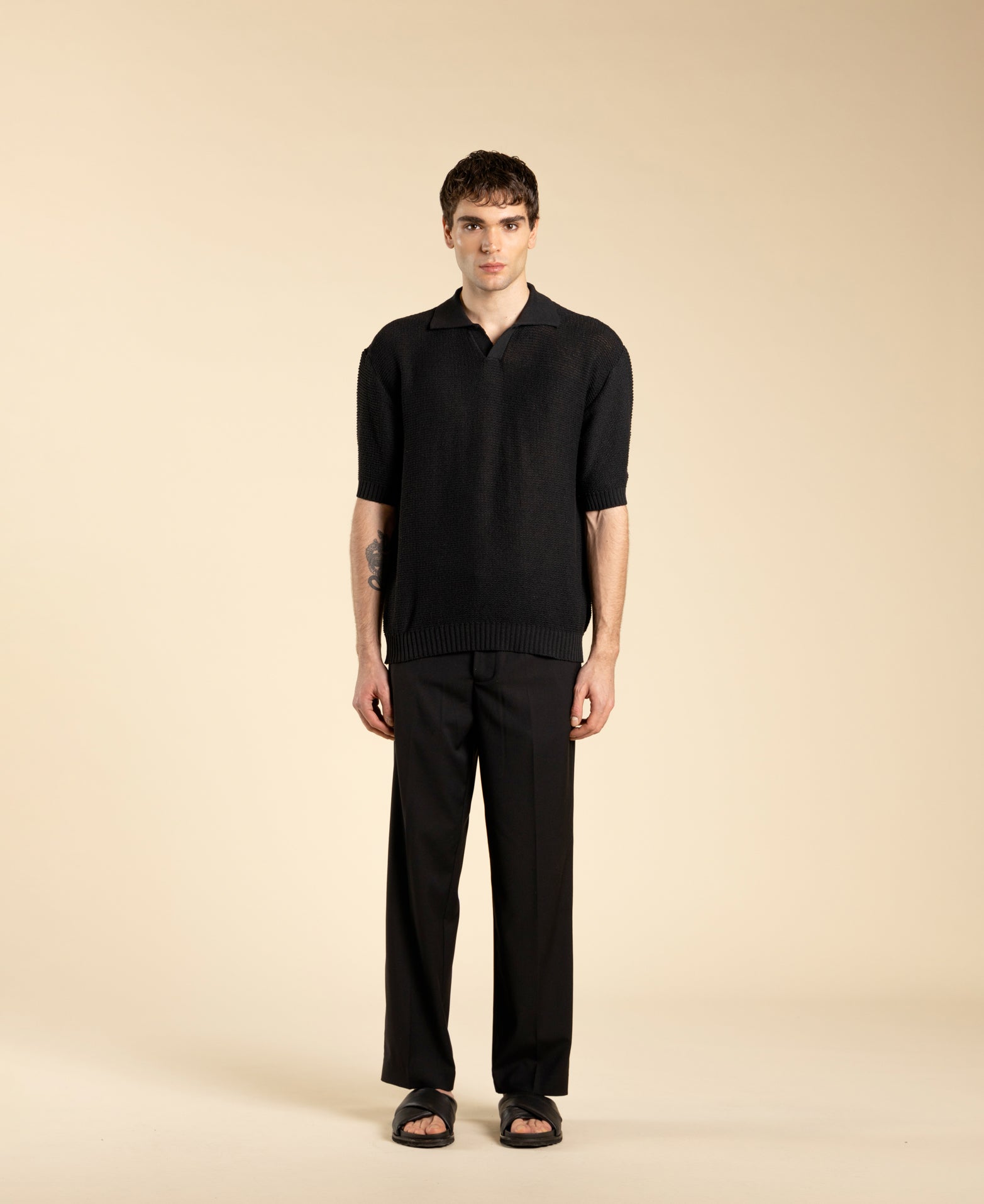 Polo en maille coupe classique - Noir