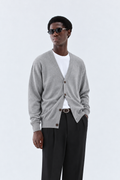 Cardigan in maglia rasata - Grigio