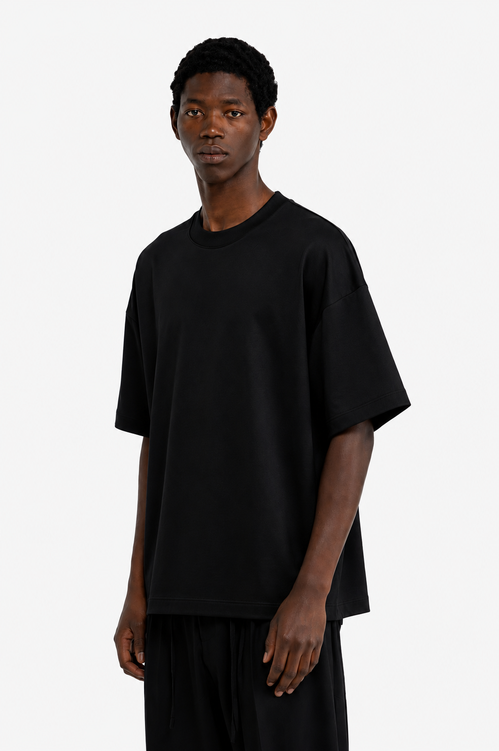 T-shirt in cotone mercerizzato oversize - Nero