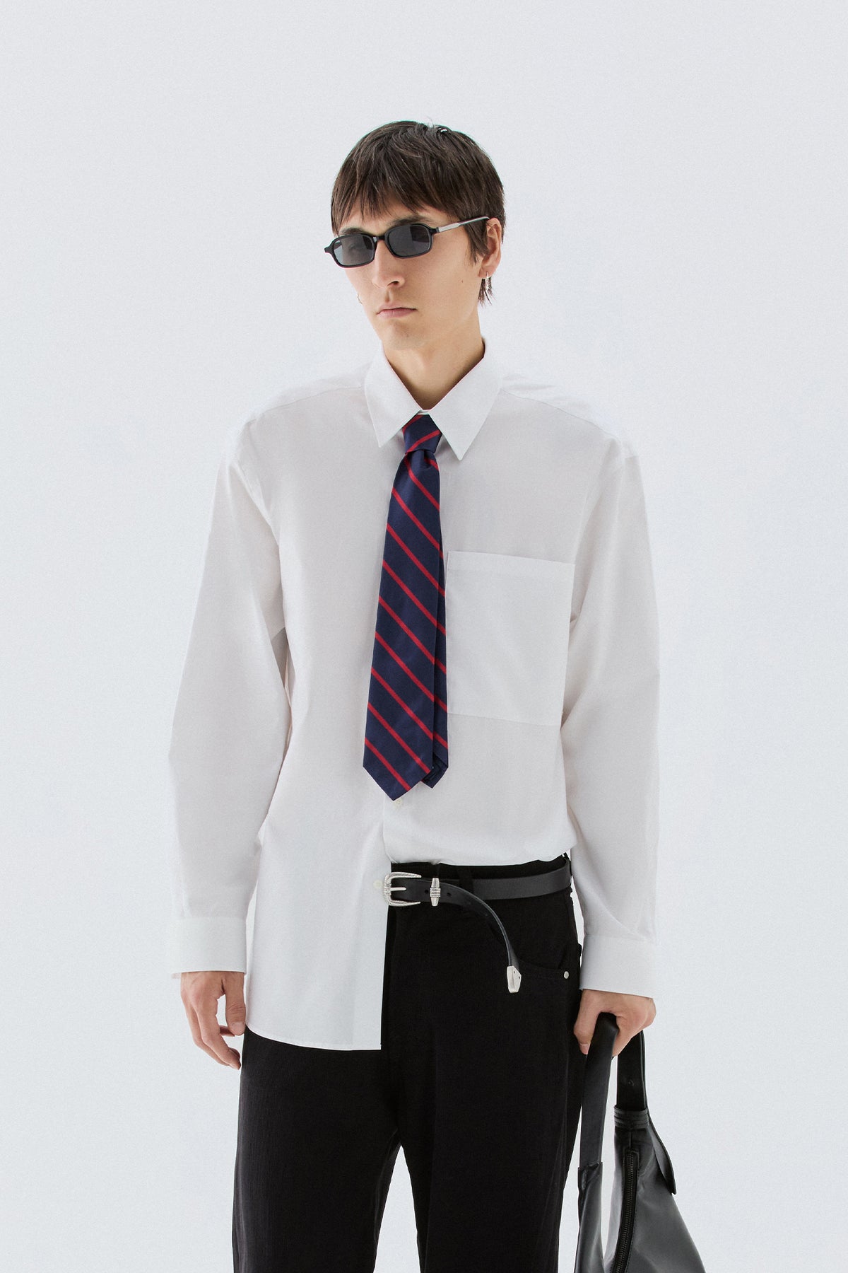 Camicia oversize con tasca - Bianco
