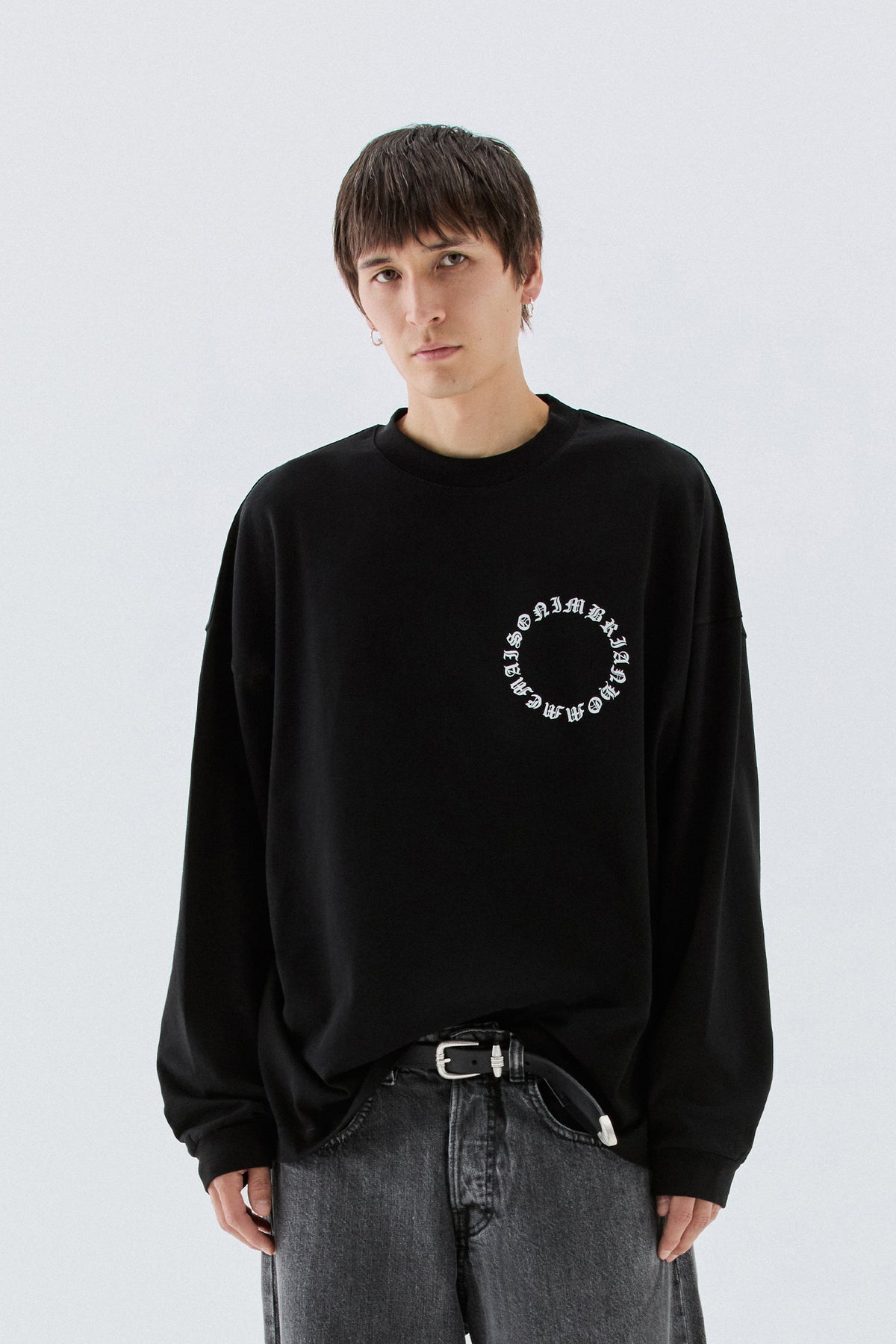 T-shirt in jersey con logo - Nero