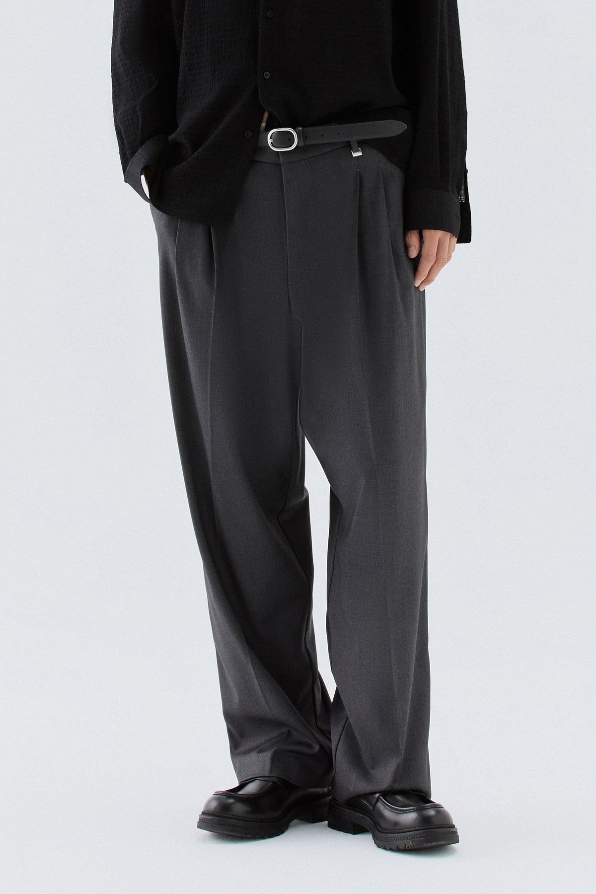 Pantaloni larghi a due pinces - Grigio