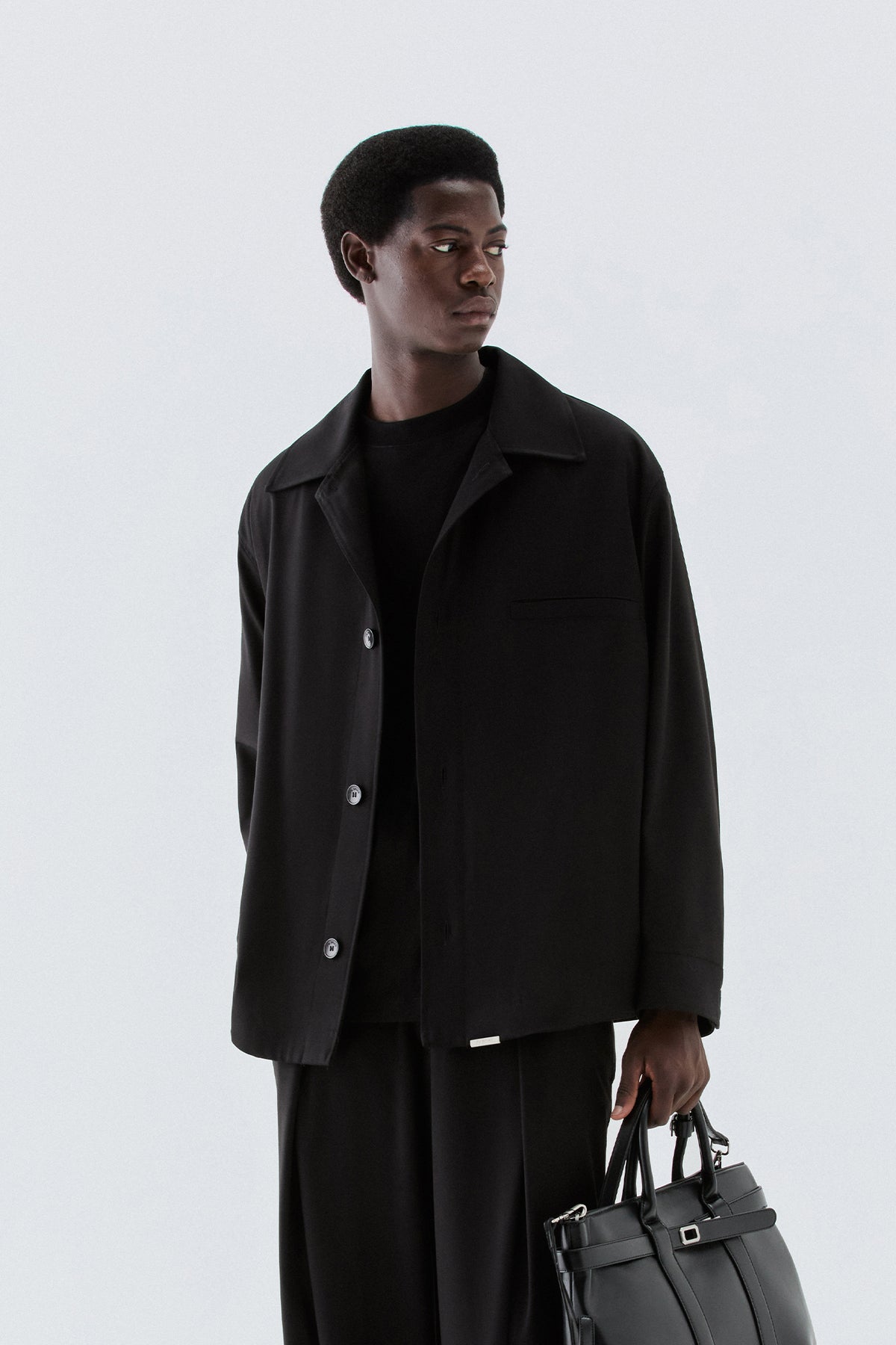 Overshirt ampia - Nero