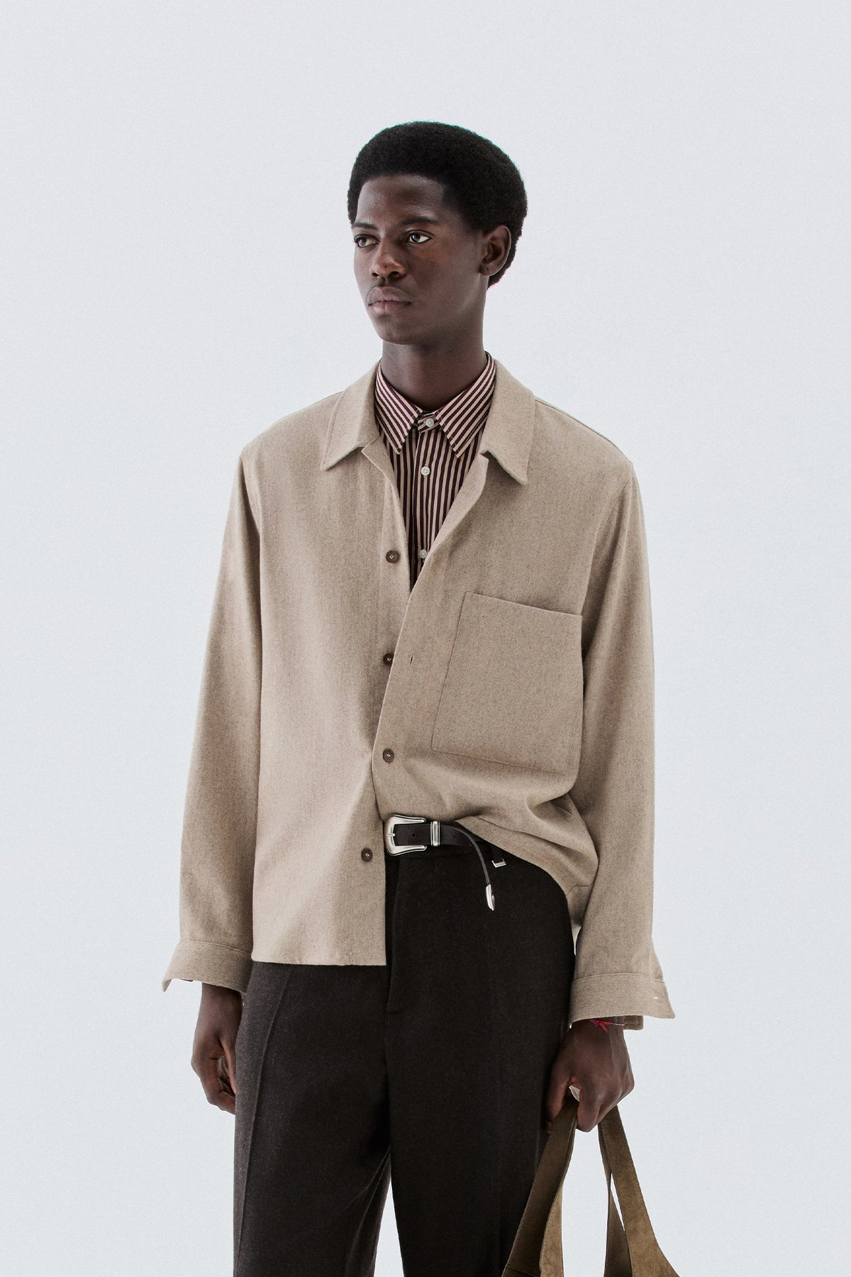 Overshirt in lana - Beige
