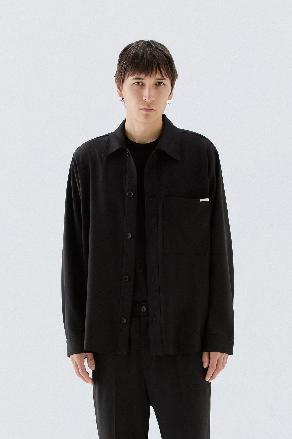 Overshirt con tasca - Nero