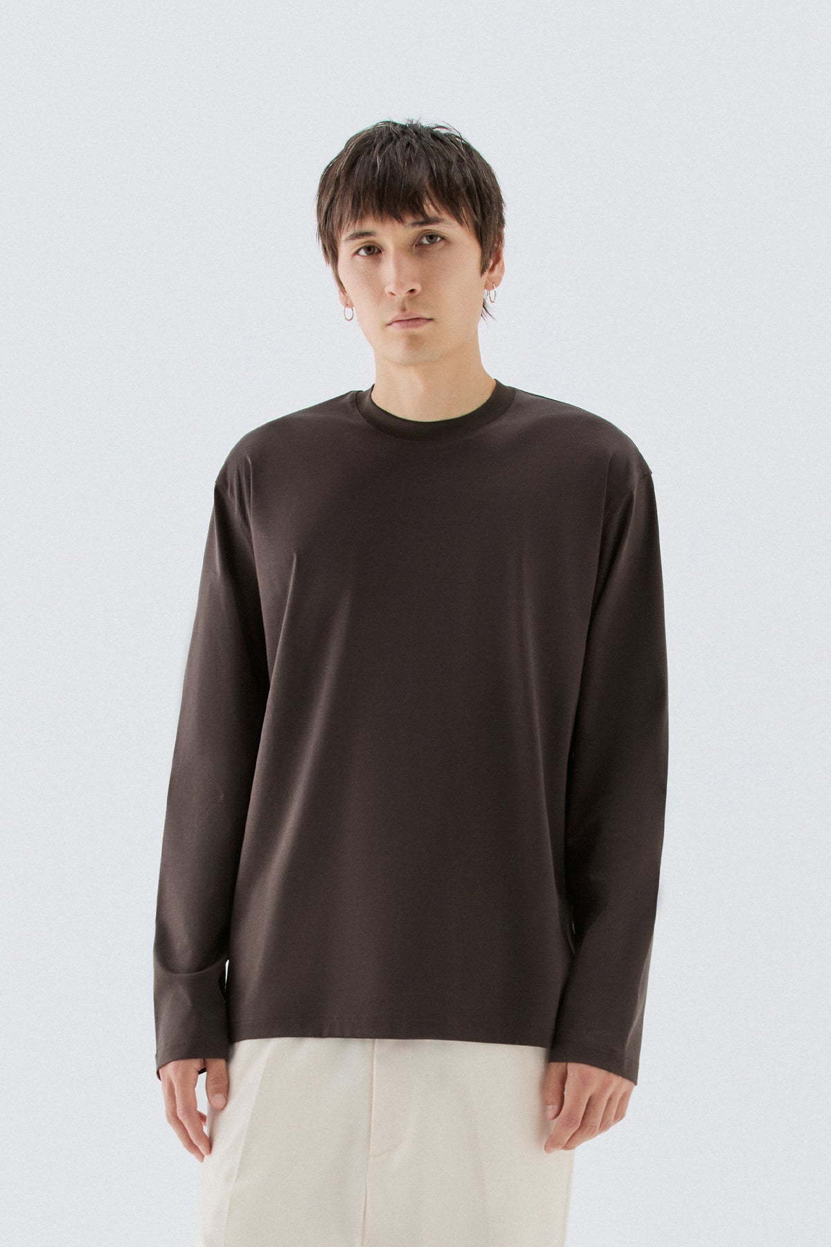 T-shirt in cotone mercerizzato - Moro
