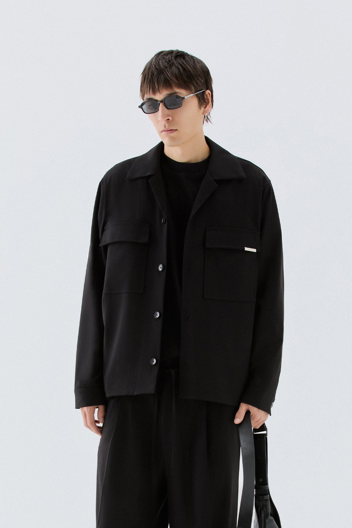 Overshirt con tasconi - Nero