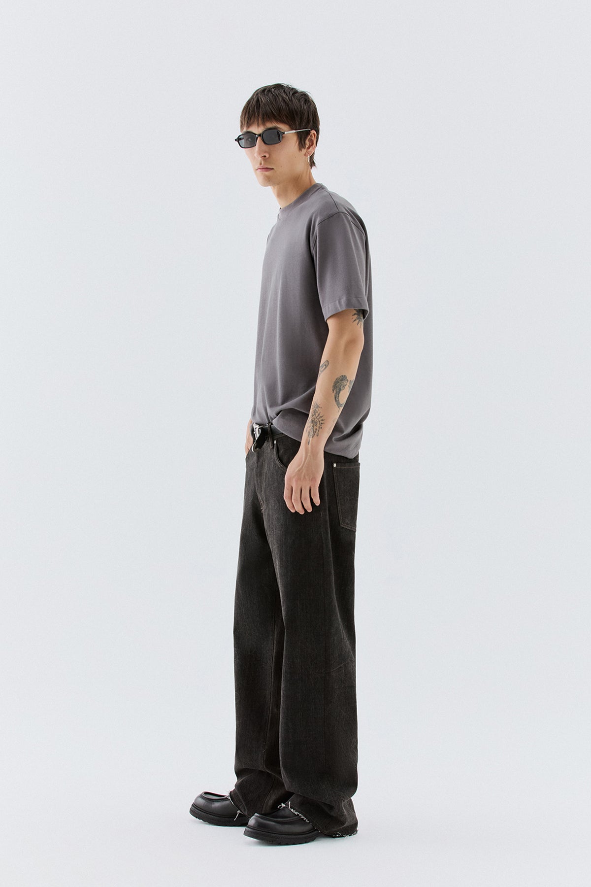 T-shirt regolare in cotone - Grigio
