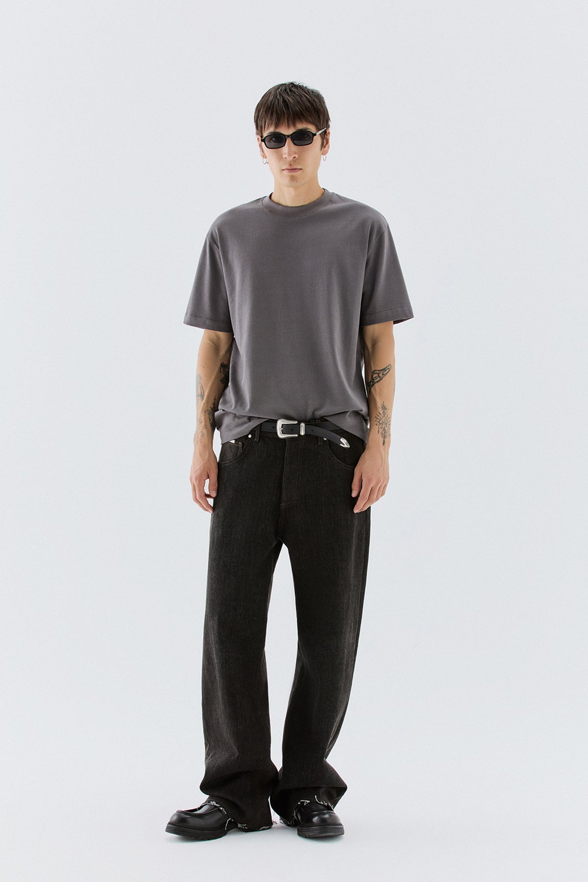T-shirt regolare in cotone - Grigio