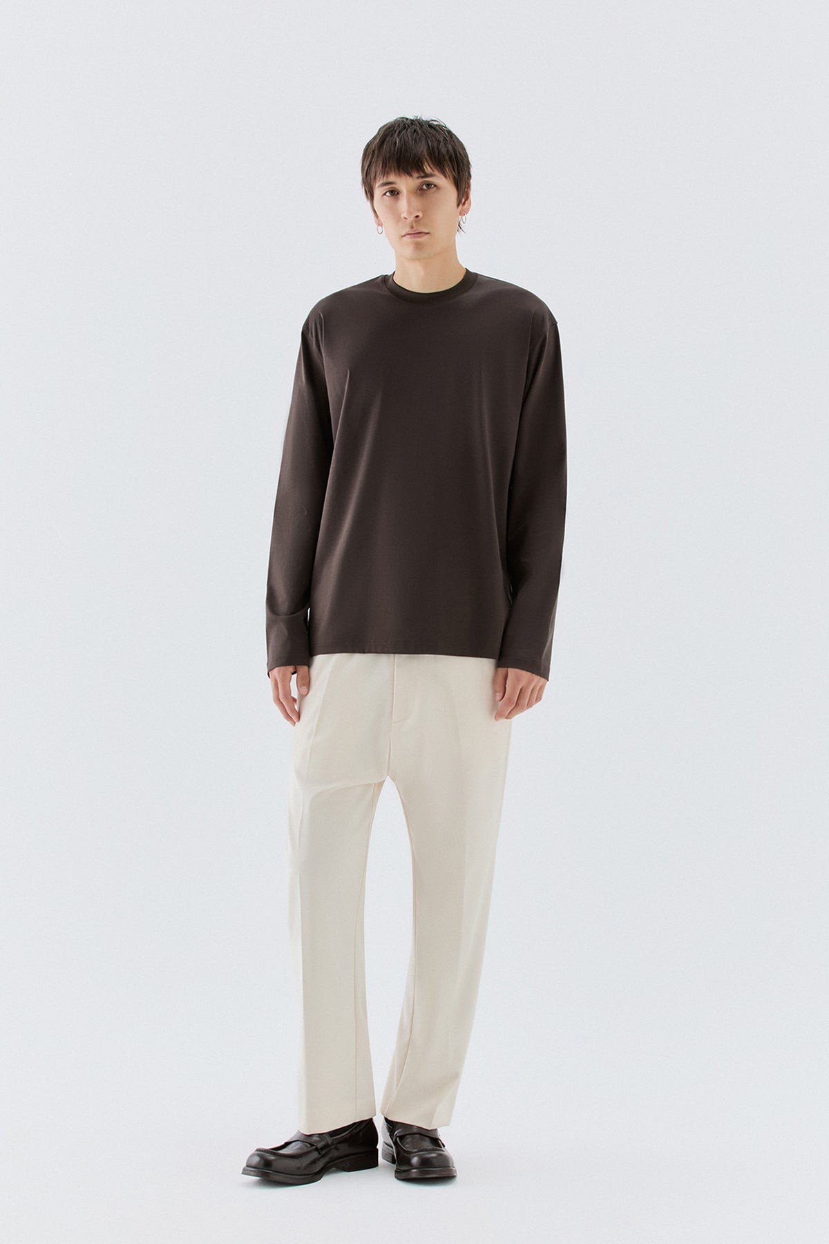 T-shirt in cotone mercerizzato - Moro