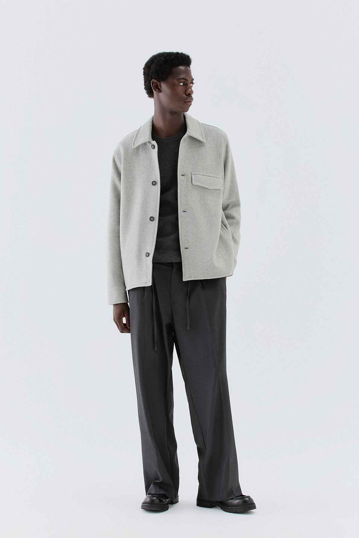 Overshirt in lana - Grigio