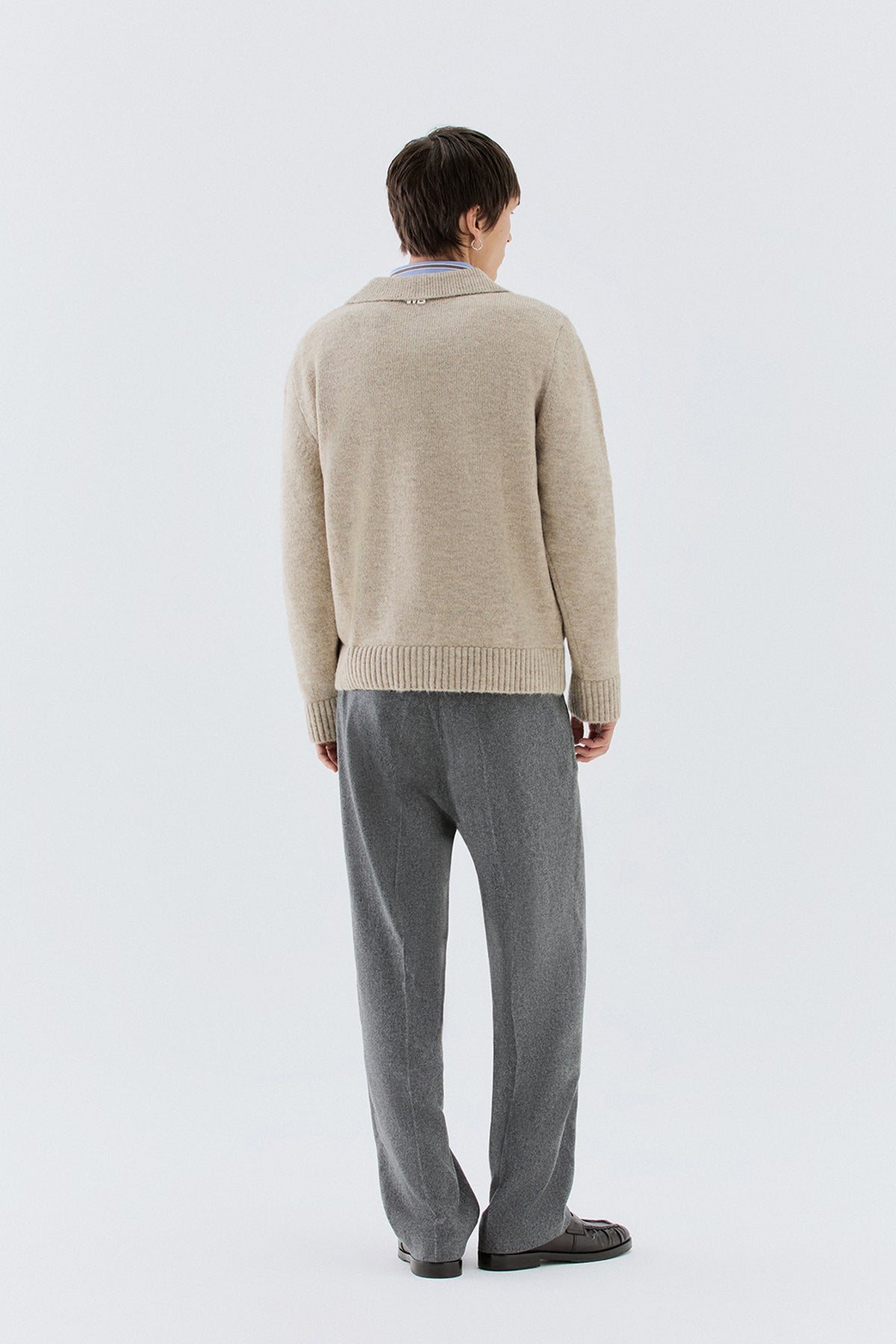 Pantalone gamba dritta in lana - Grigio