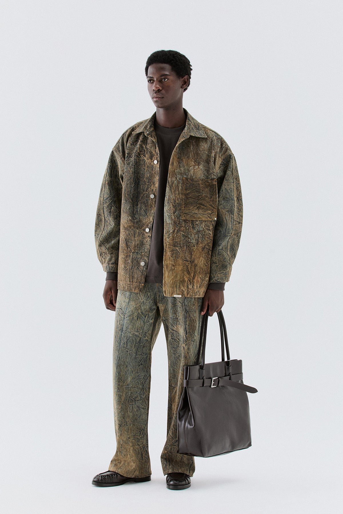 Overshirt in denim effetto slavato