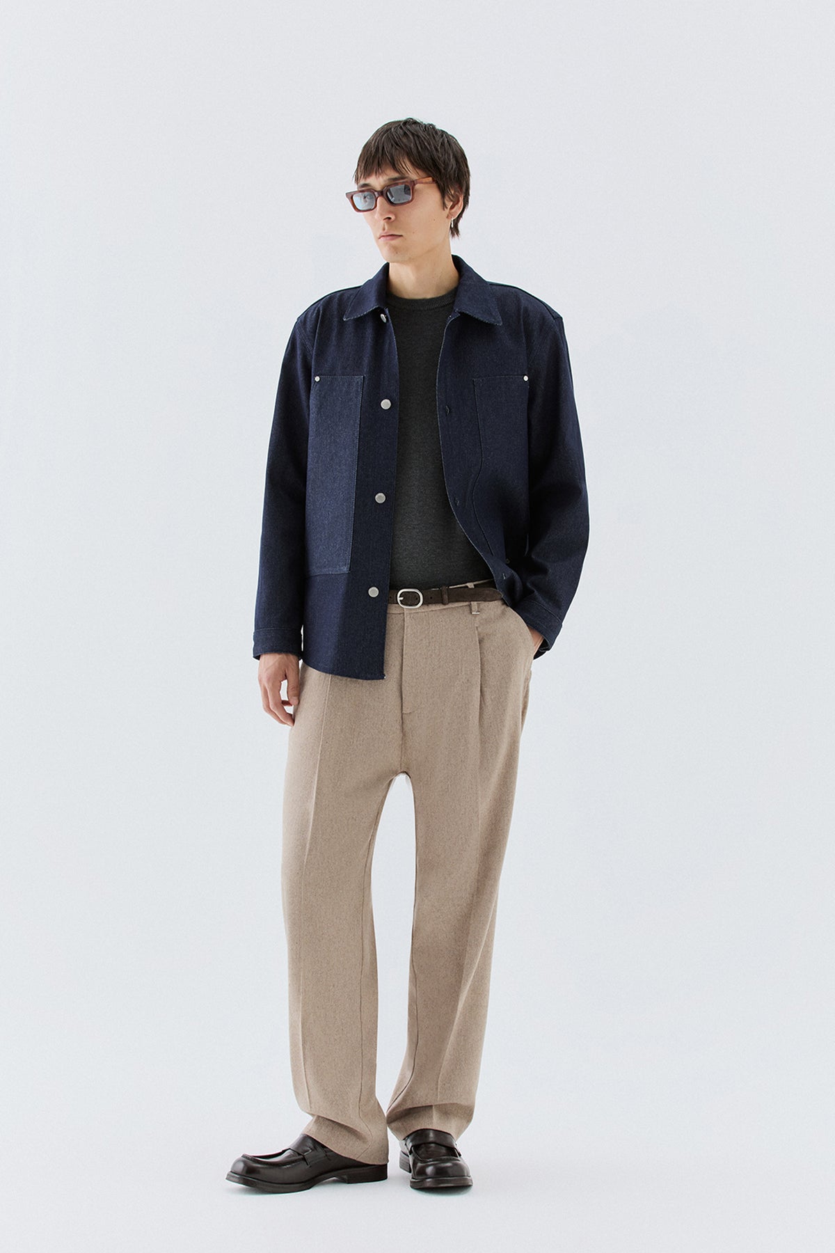 Pantaloni gamba dritta in lana - Beige