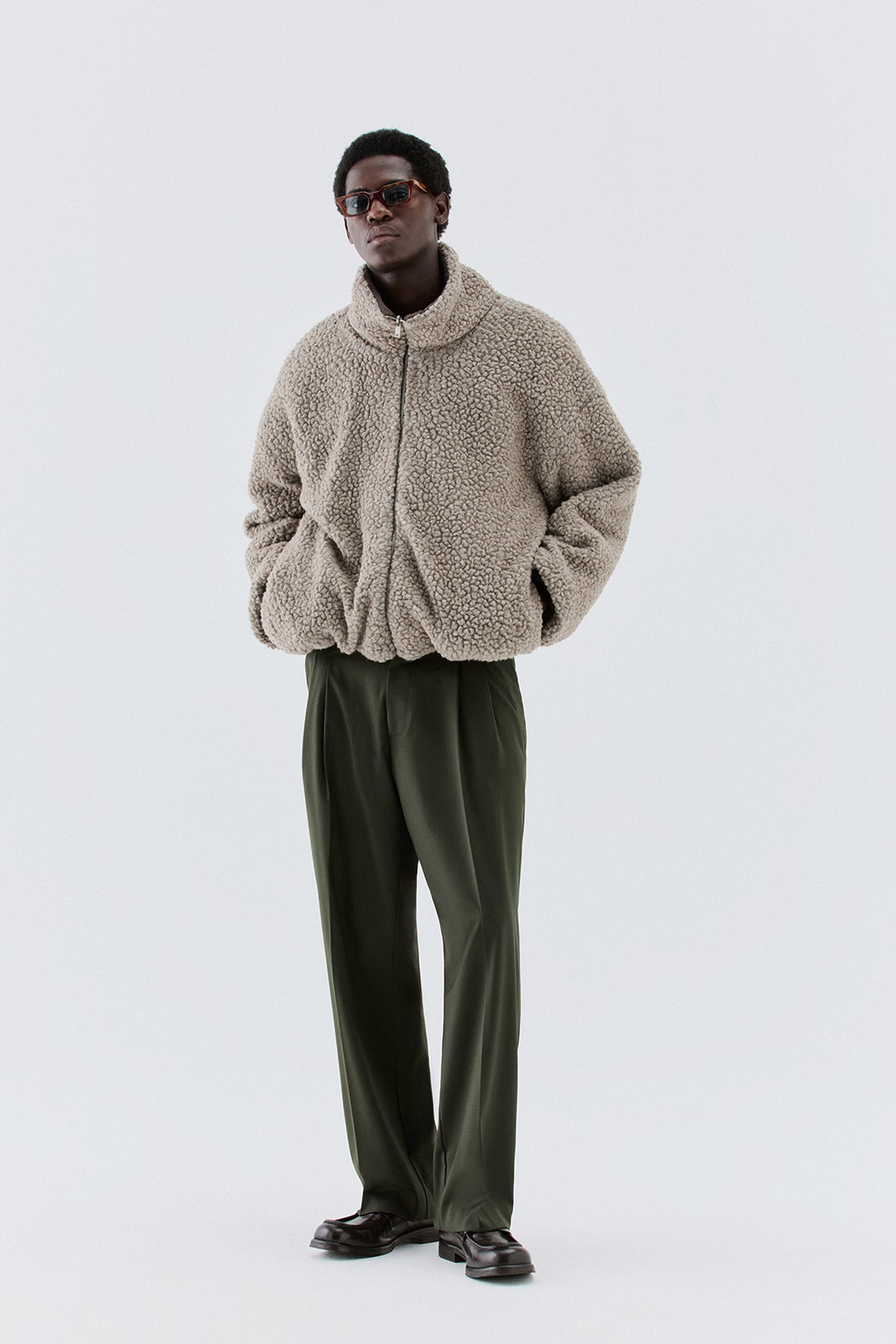 Pantaloni larghi a due pinces - Verde