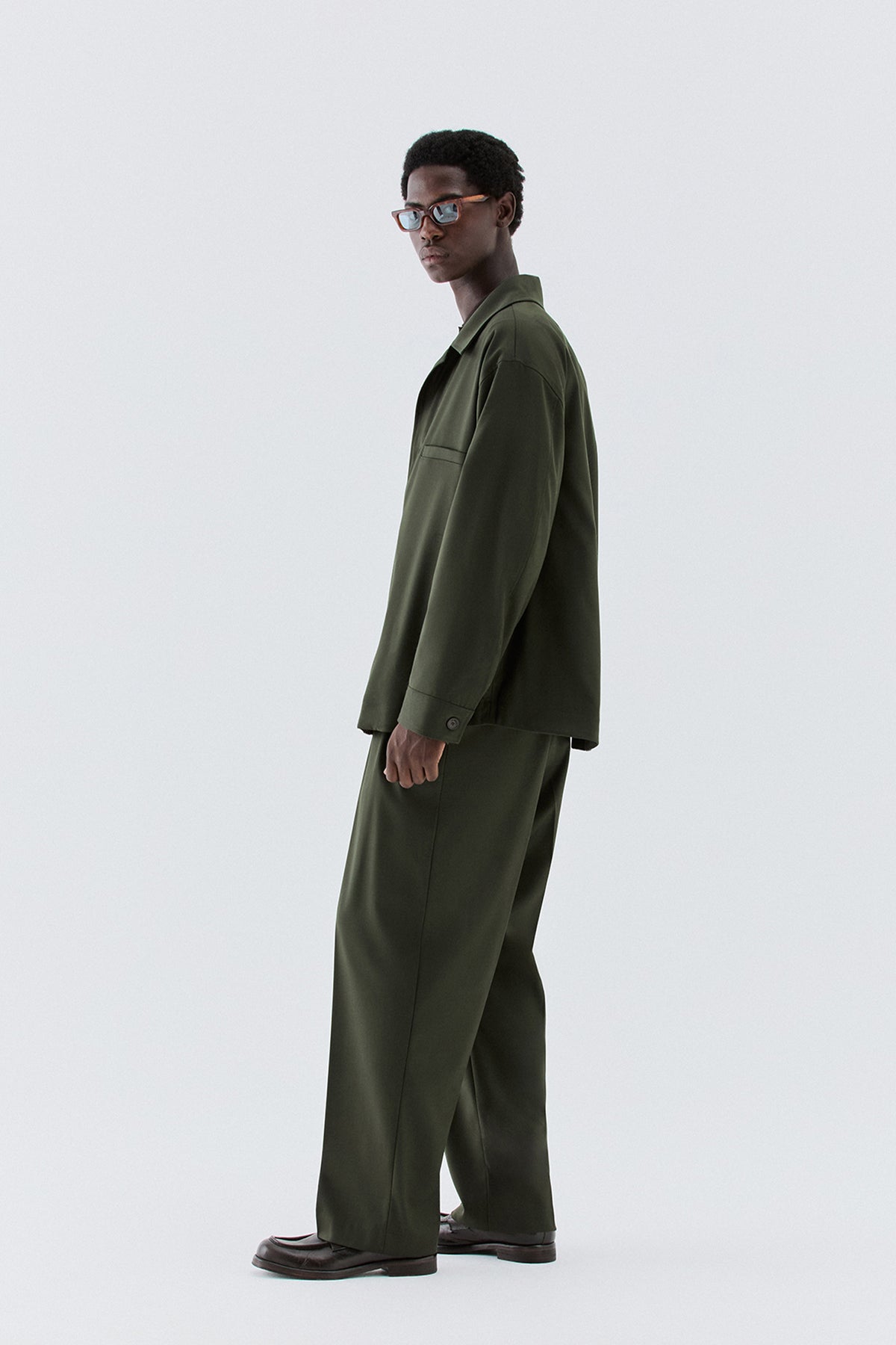 Pantaloni larghi a due pinces - Verde