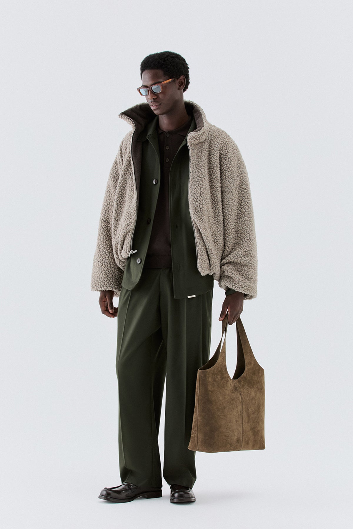 Pantaloni larghi a due pinces - Verde