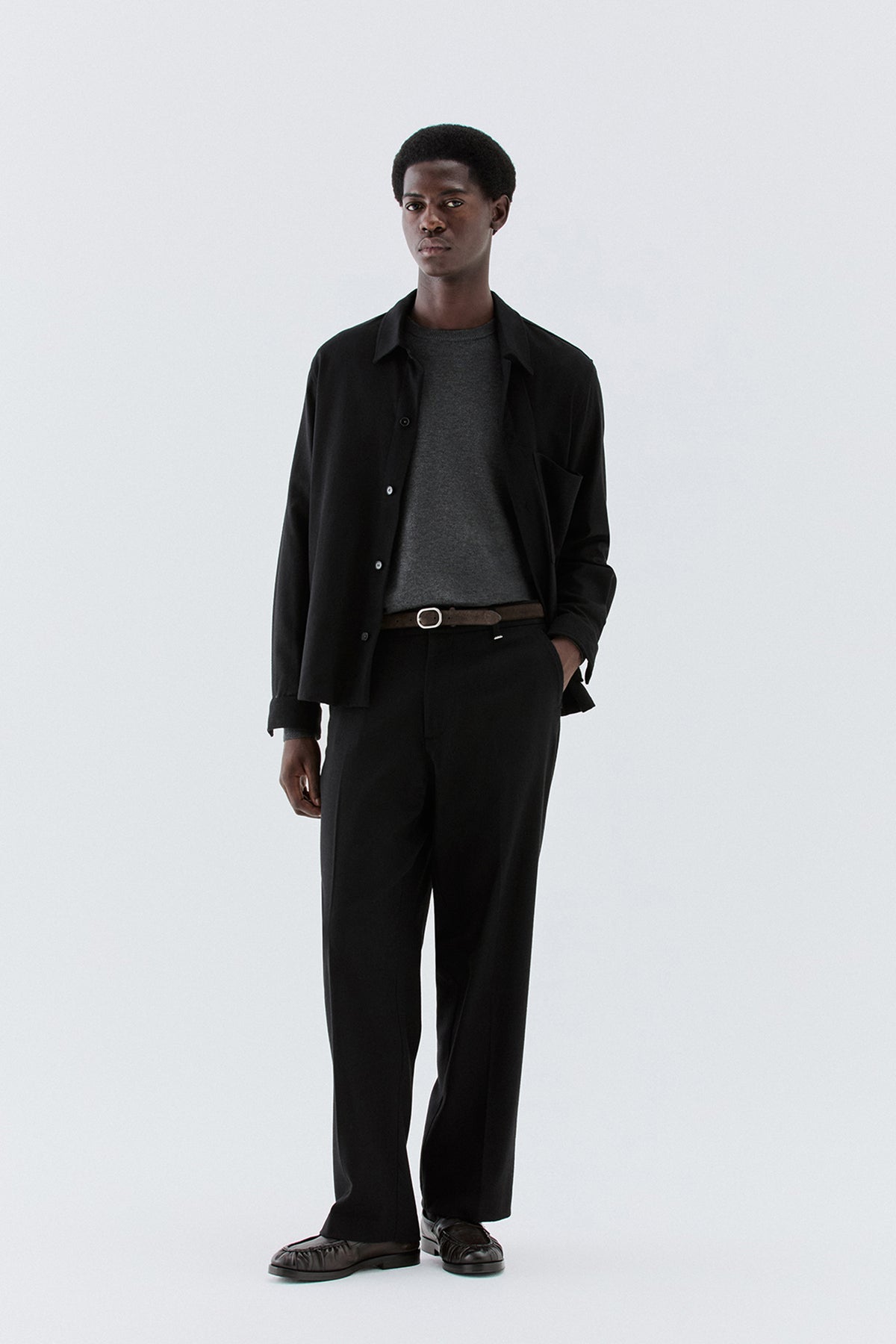 Pantaloni larghi in lana - Nero