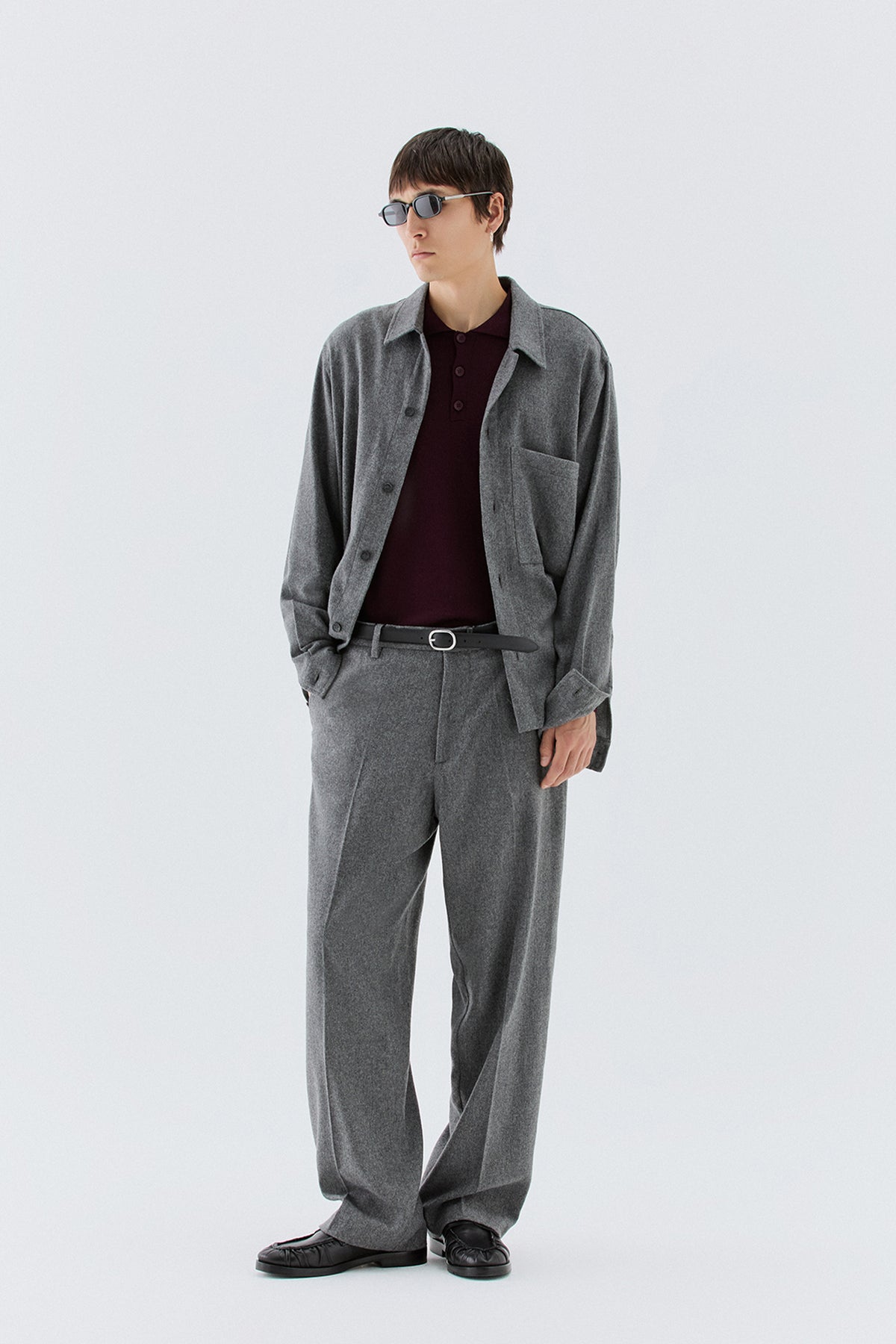 Pantaloni larghi in lana - Grigio