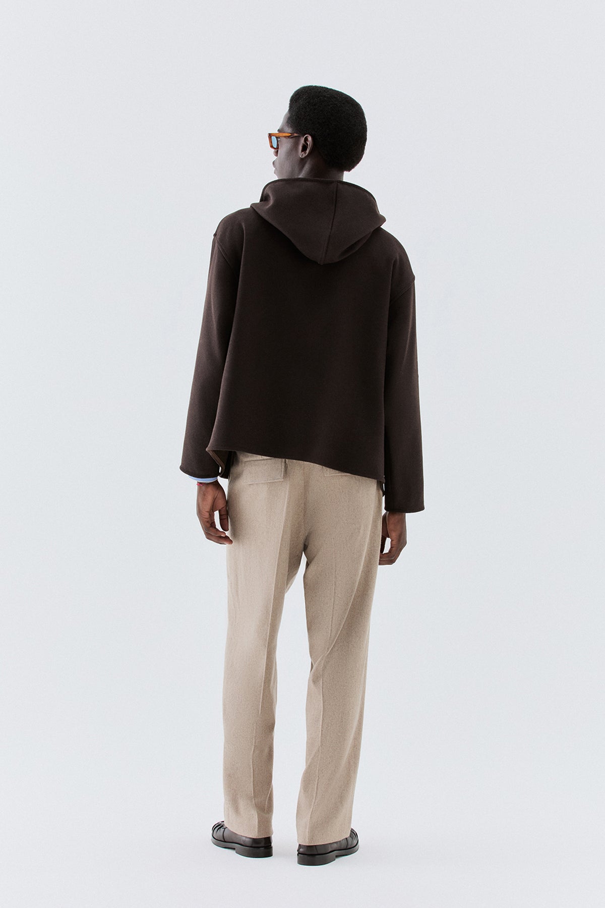 Felpa in lana con zip - Moro