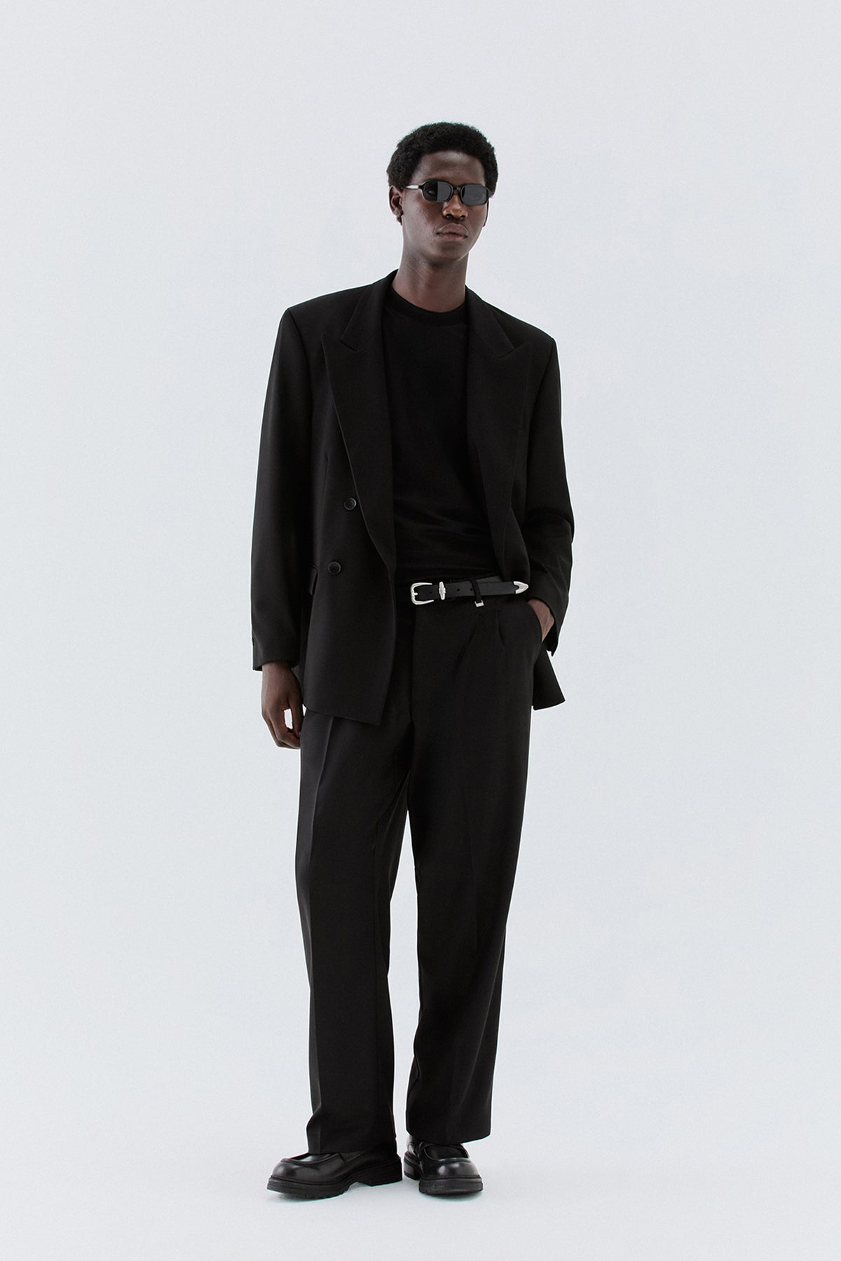 Pantaloni larghi a due pinces - Nero