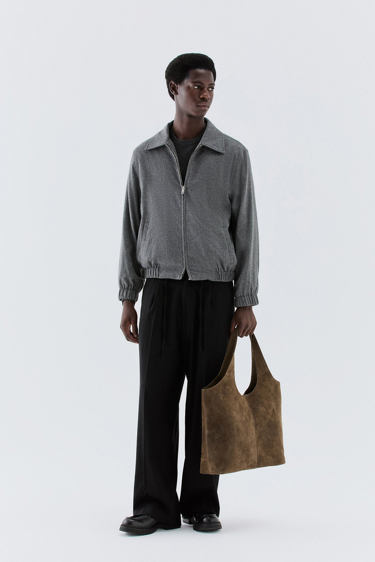 Pantaloni coulisse in lana - Nero