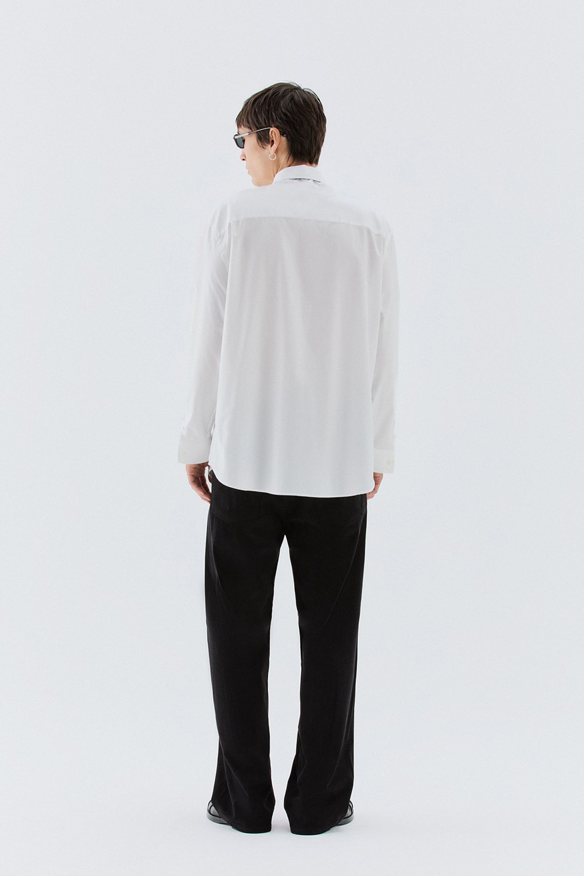 Camicia oversize con tasca - Bianco