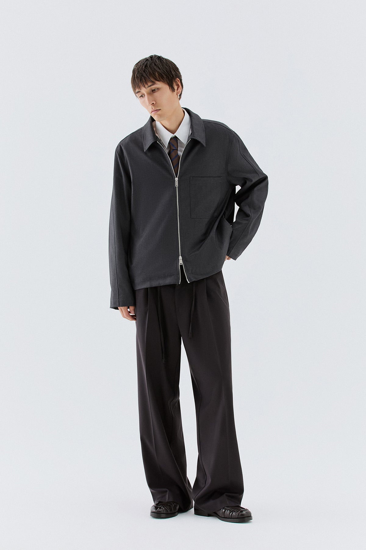 Pantaloni larghi con coulisse - Moro