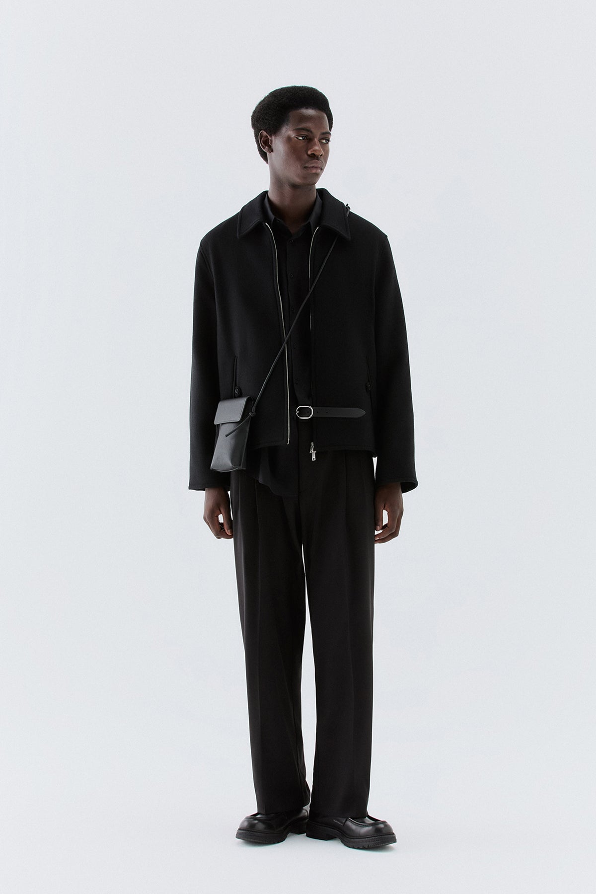 Giubbotto in lana con zip - Nero