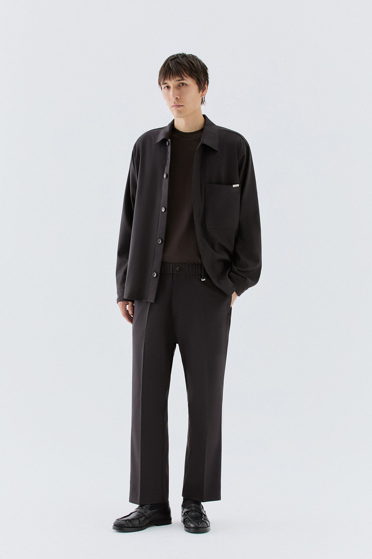 Pantaloni dritti con elastico - Moro