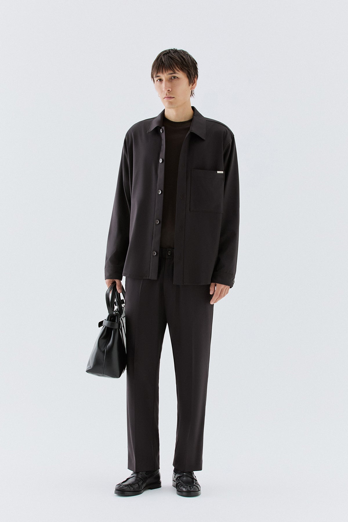 Pantaloni dritti con elastico - Moro