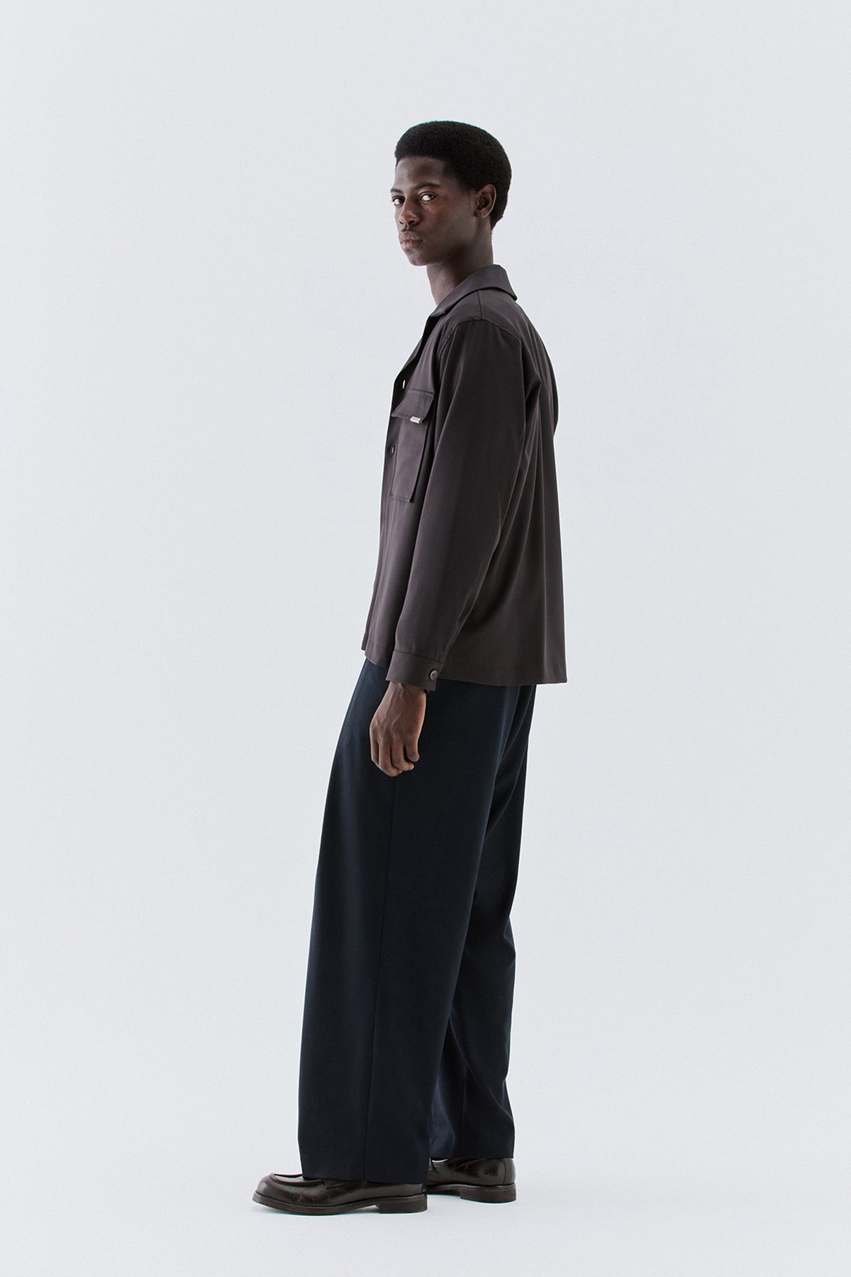Pantaloni larghi con pinces avanti - Blu