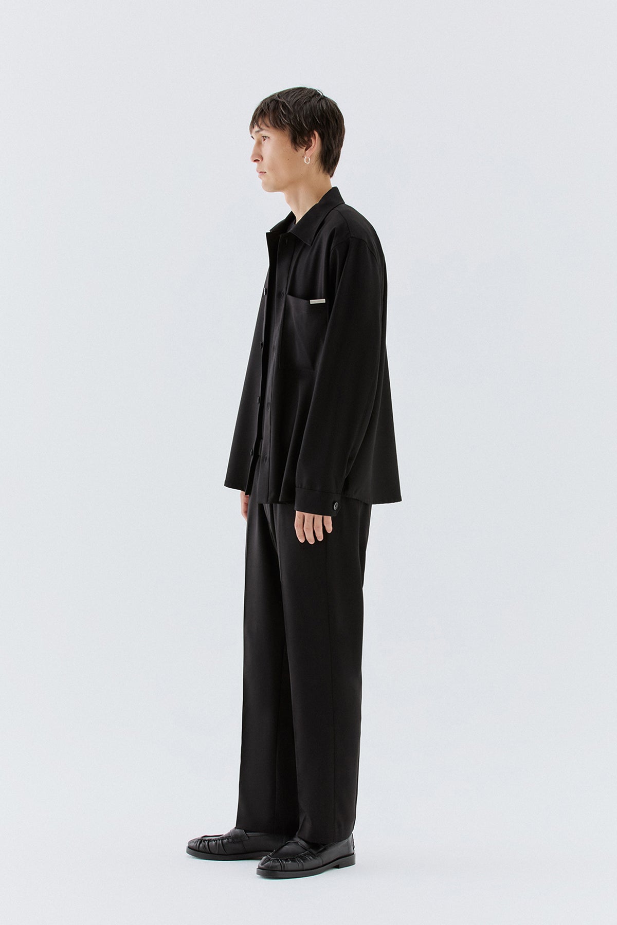 Pantaloni dritti con elastico - Nero