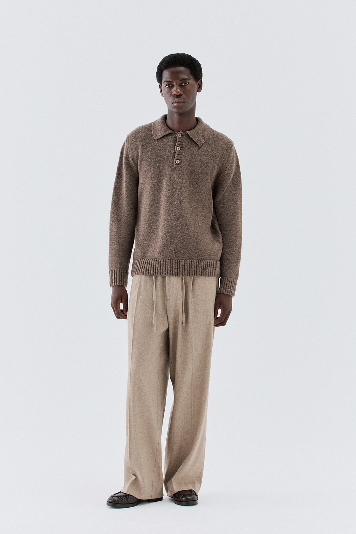 Polo in misto lana - Taupe