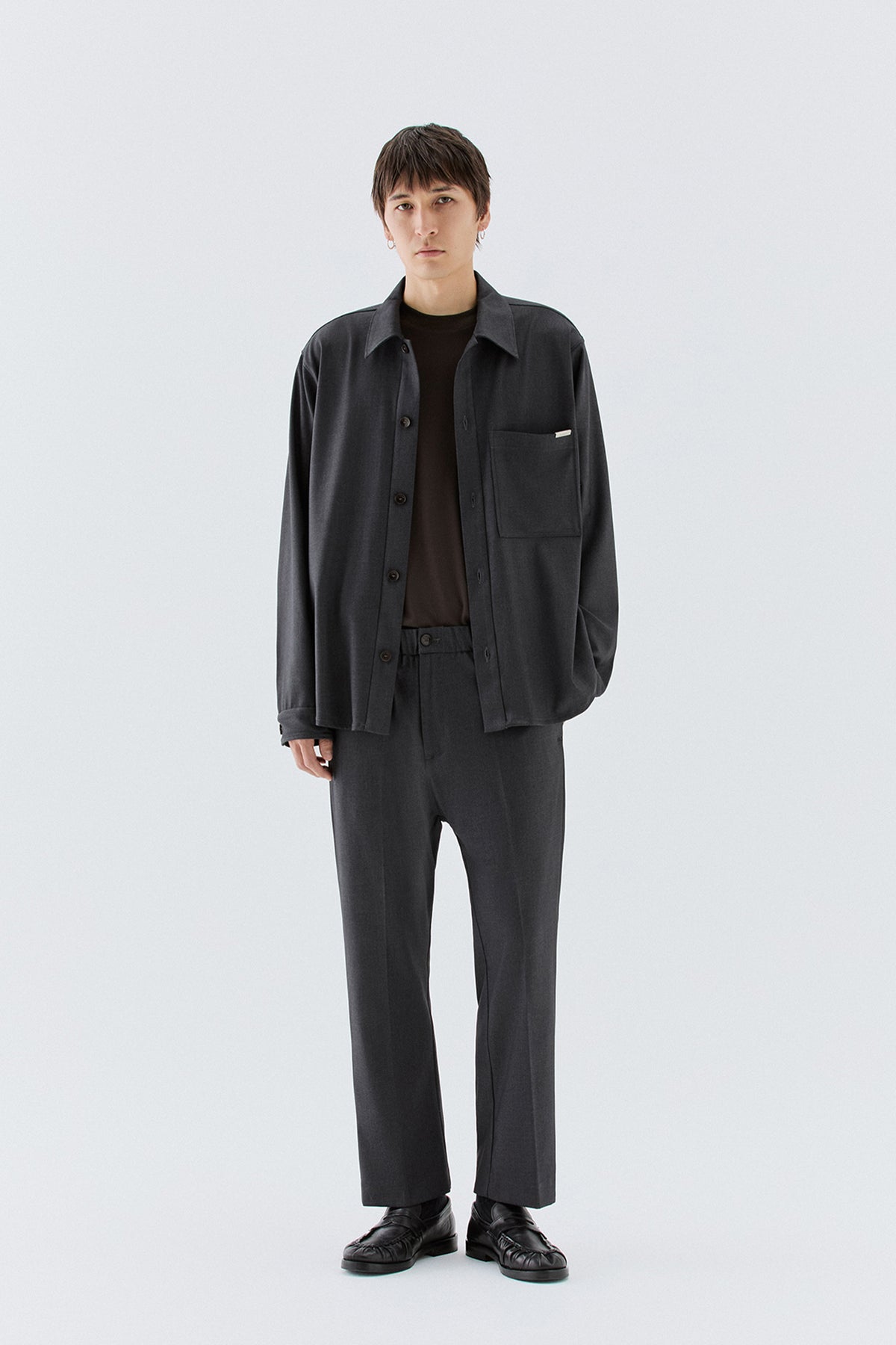 Pantaloni dritti con elastico - Grigio