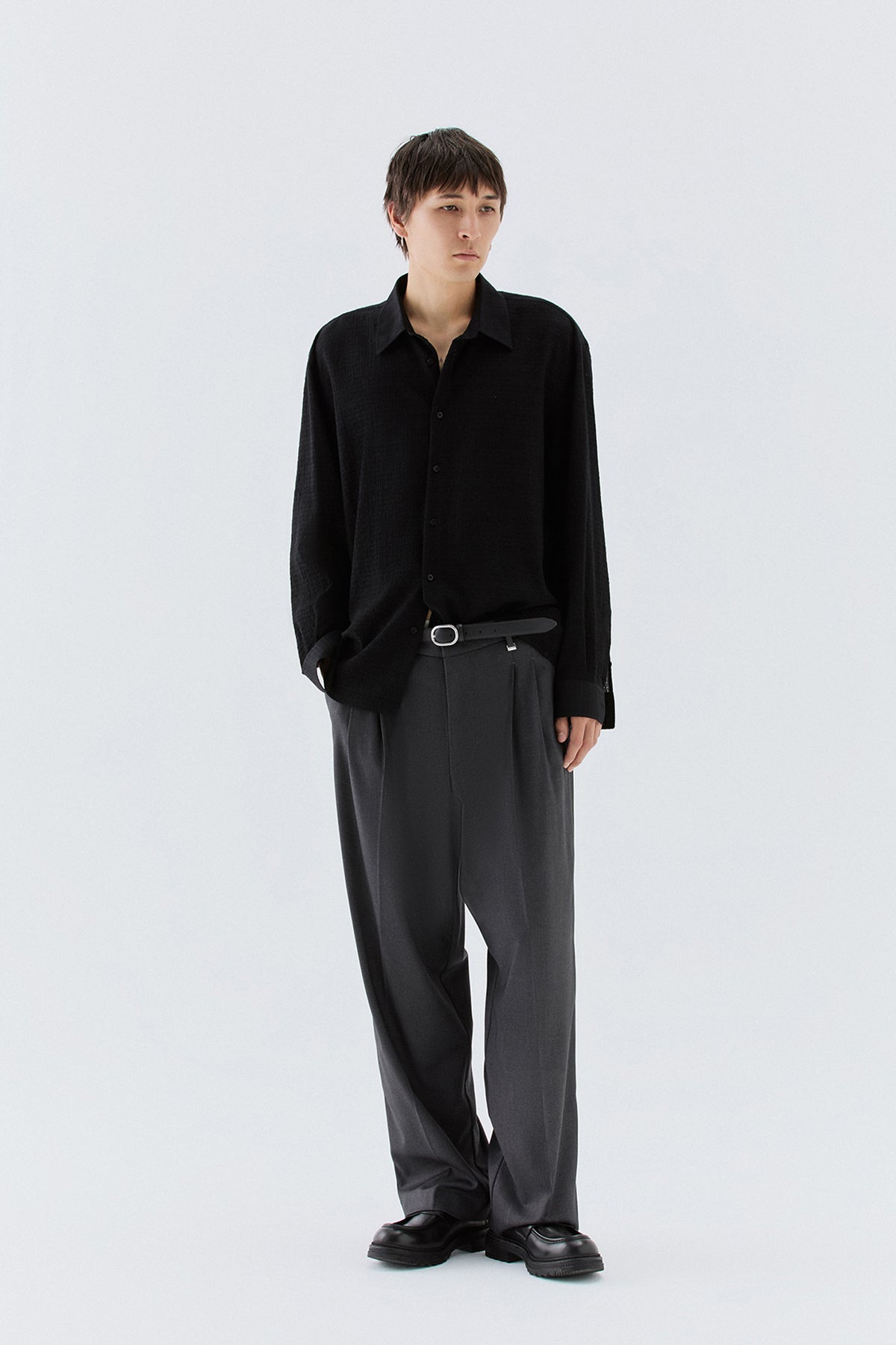 Pantaloni larghi a due pinces - Grigio