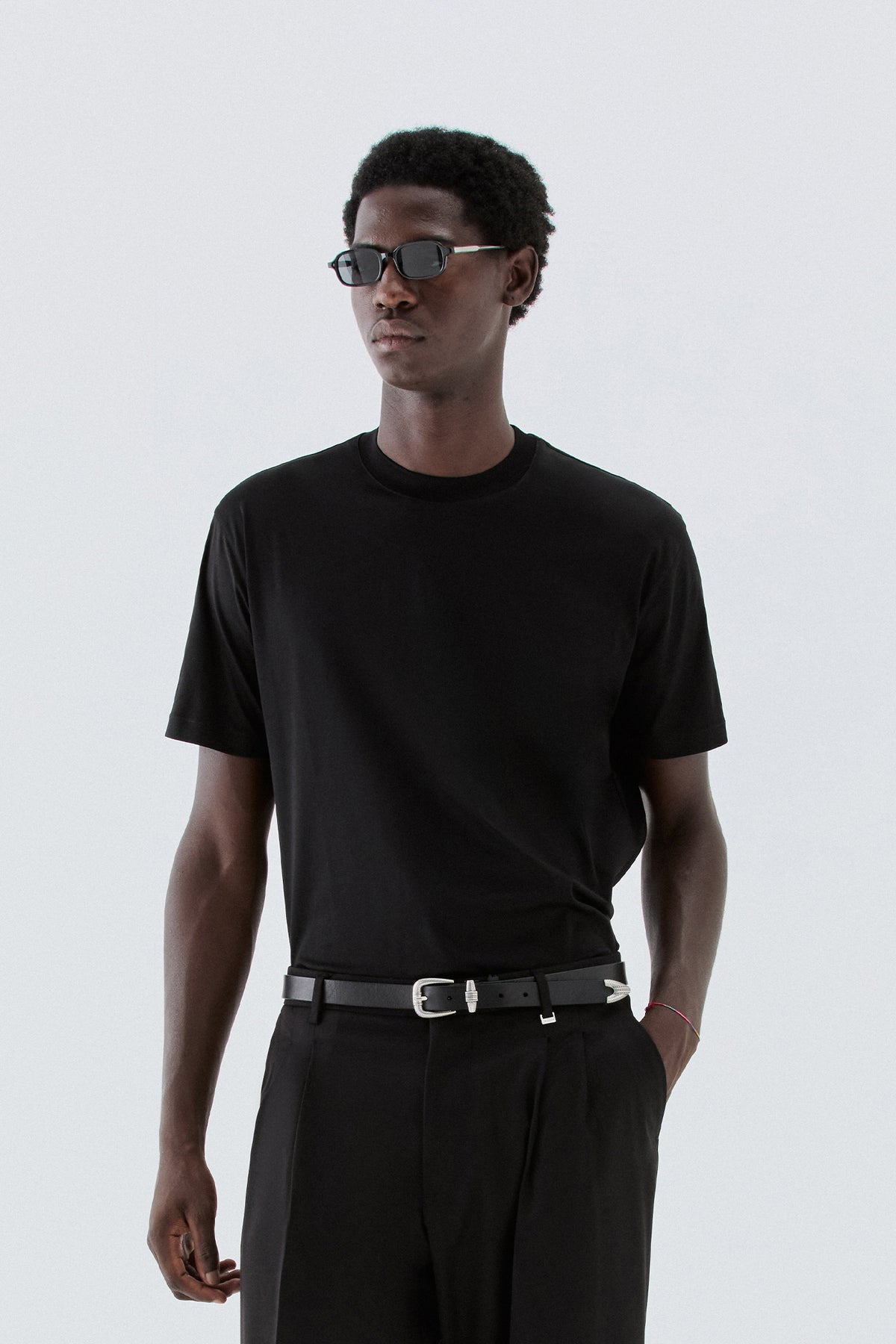 T-shirt in cotone mercerizzato - Nero