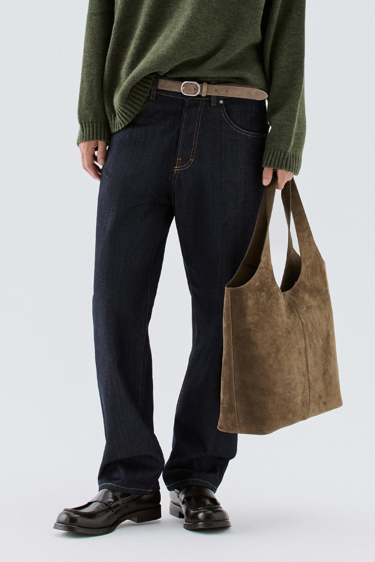 Jeans dritti in raw denim