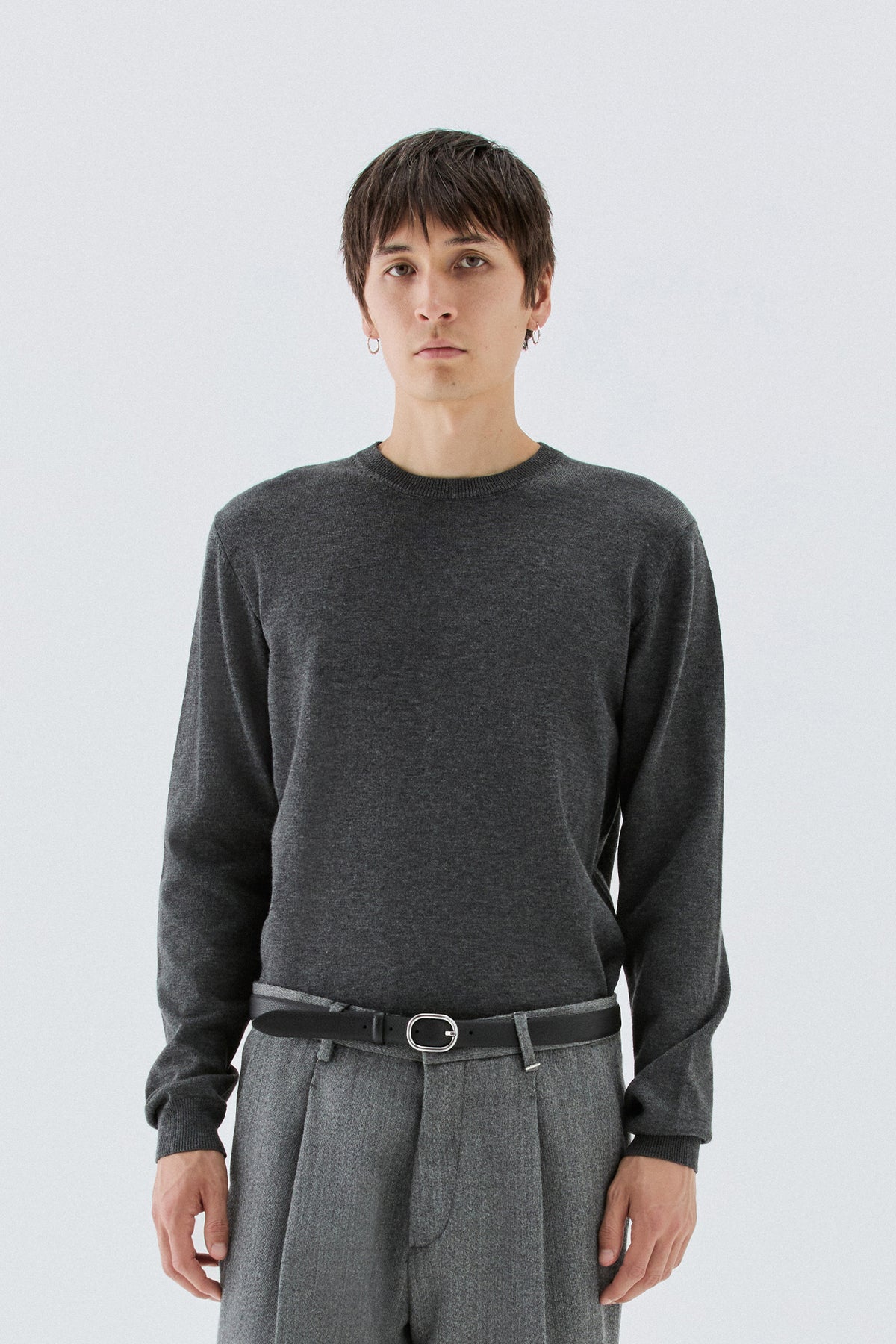 Girocollo in maglia rasata - Grigio