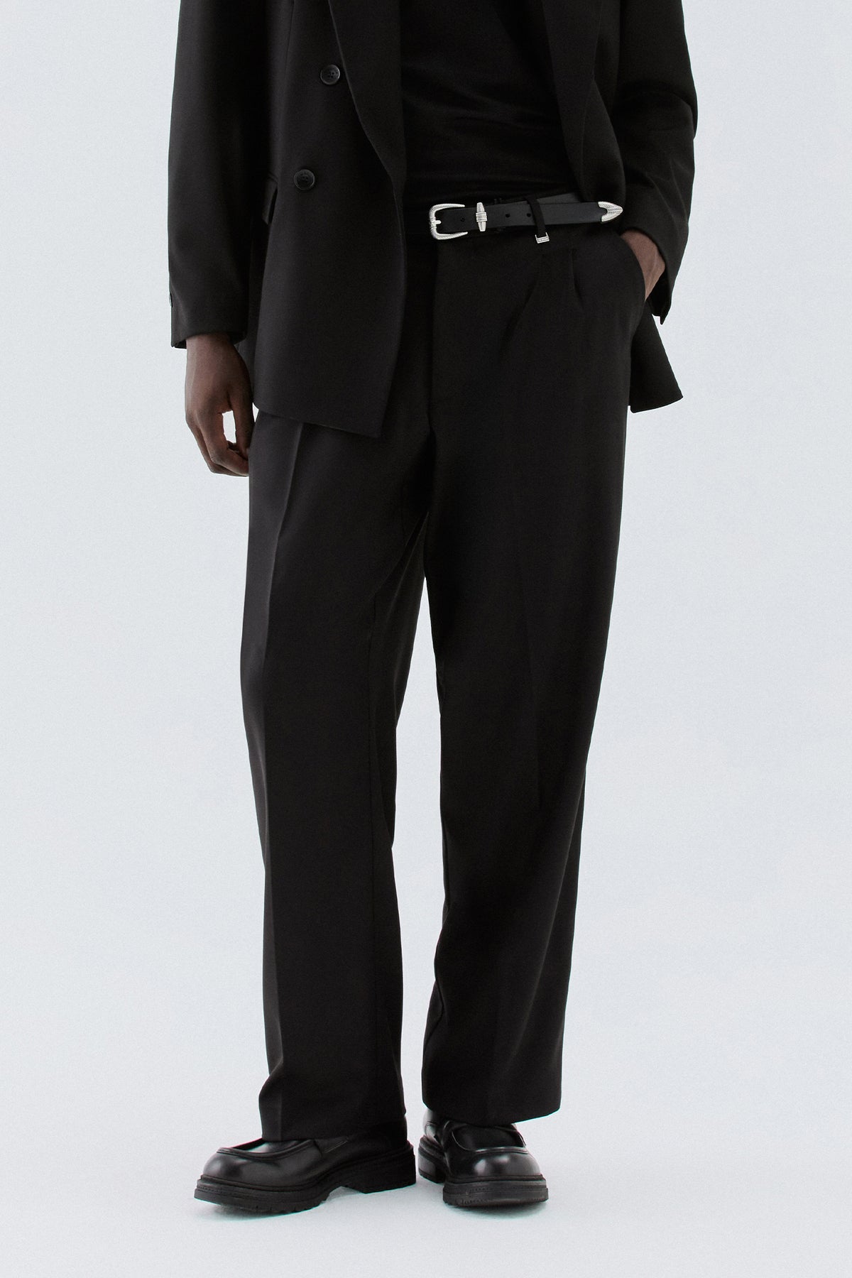Pantaloni larghi a due pinces - Nero