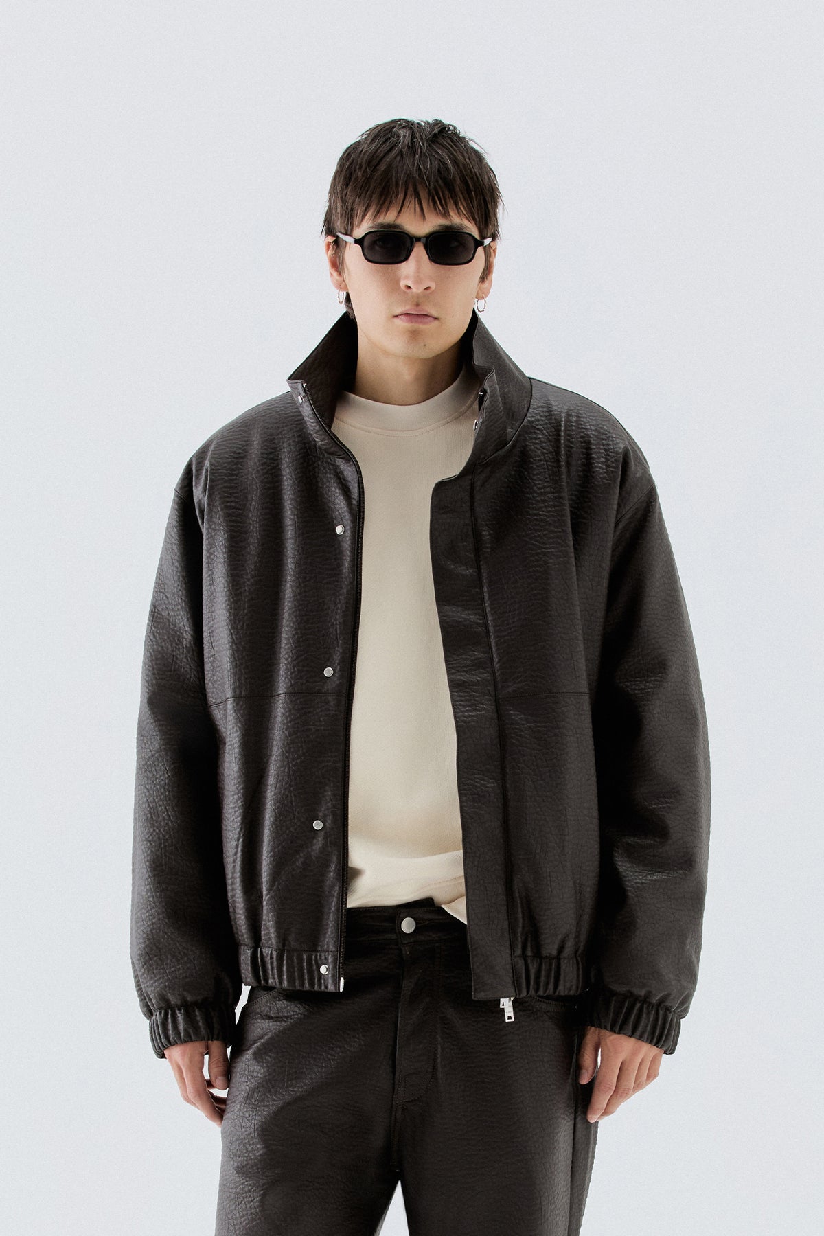 Giubbotto oversize effetto pelle