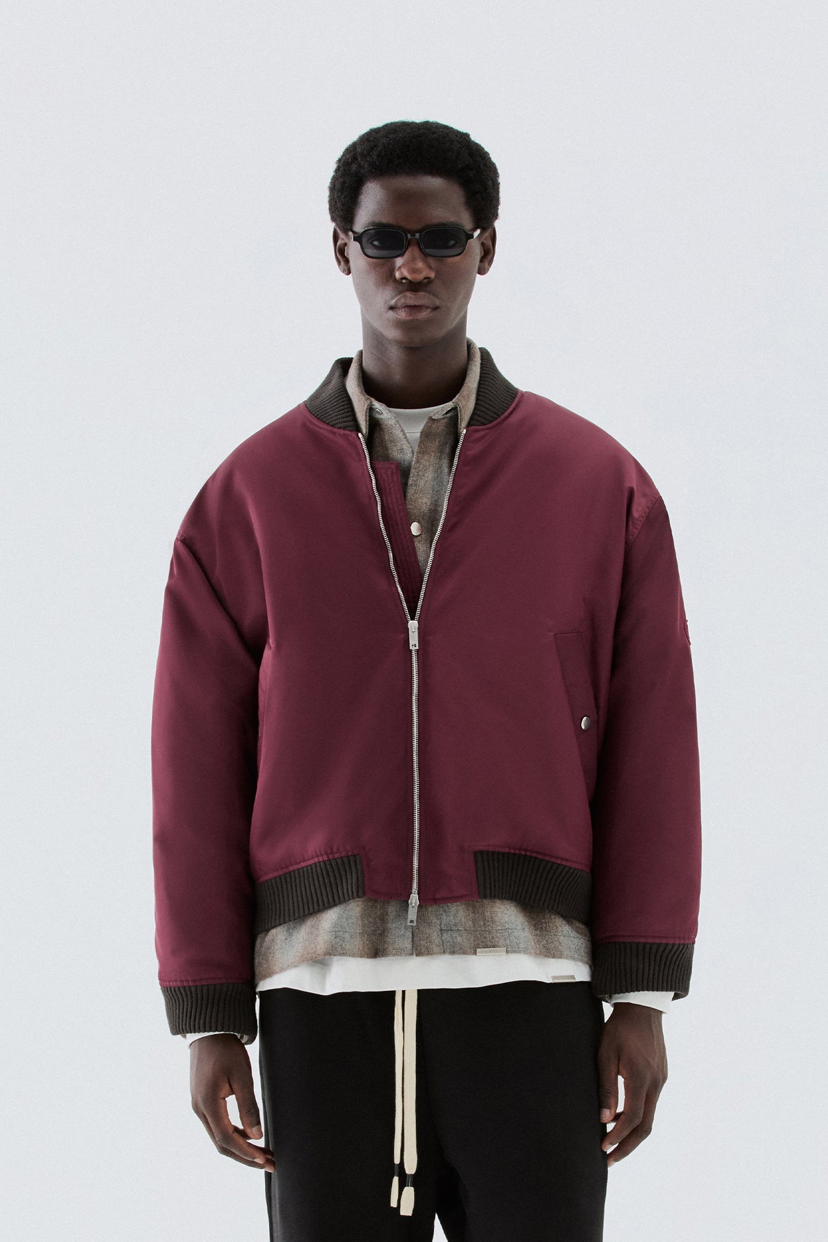 Bomber in nylon oversize - Bordeaux