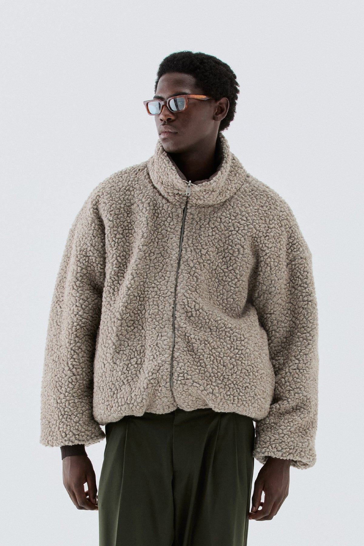Bomber bouclé in lana