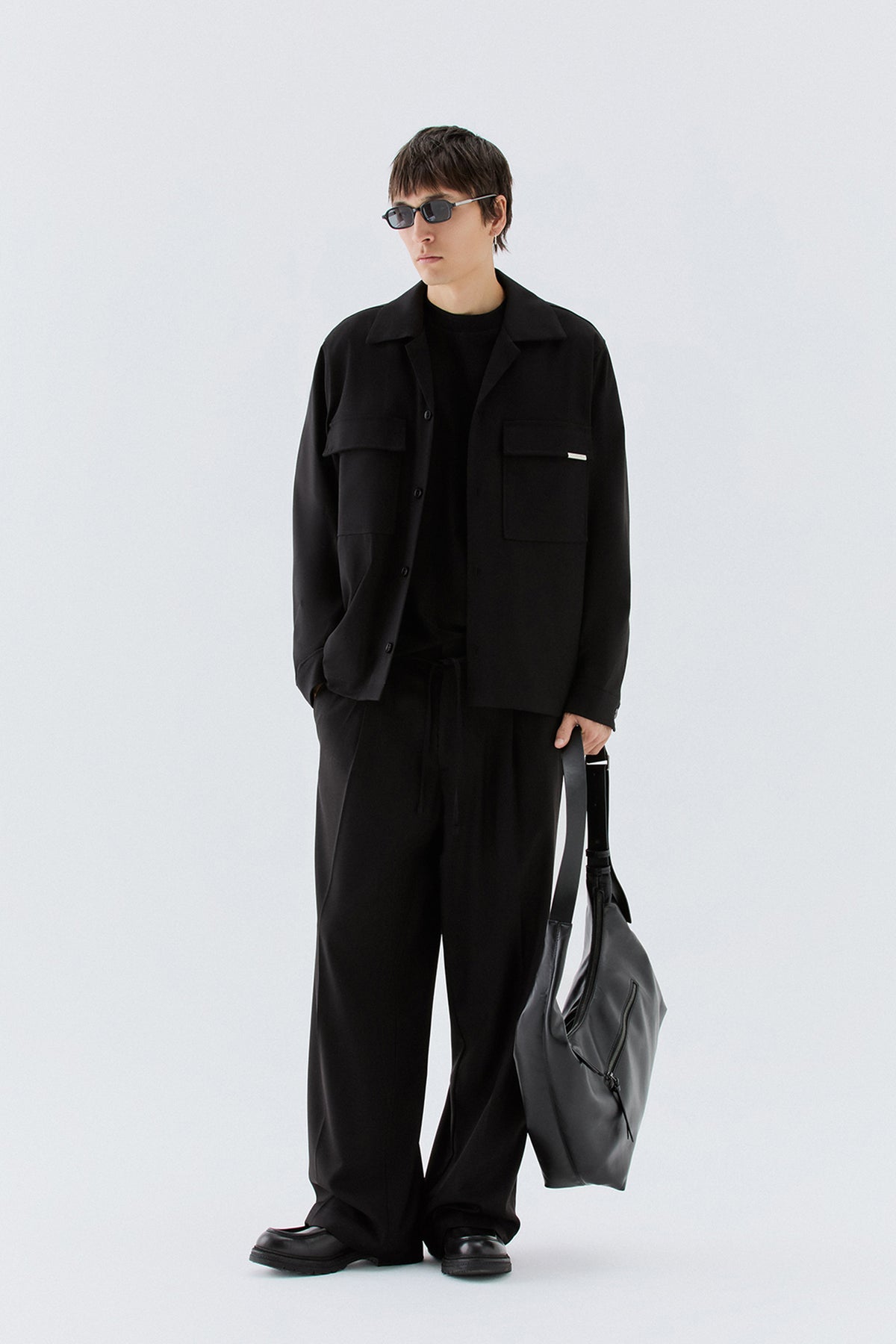 Overshirt con tasconi - Nero