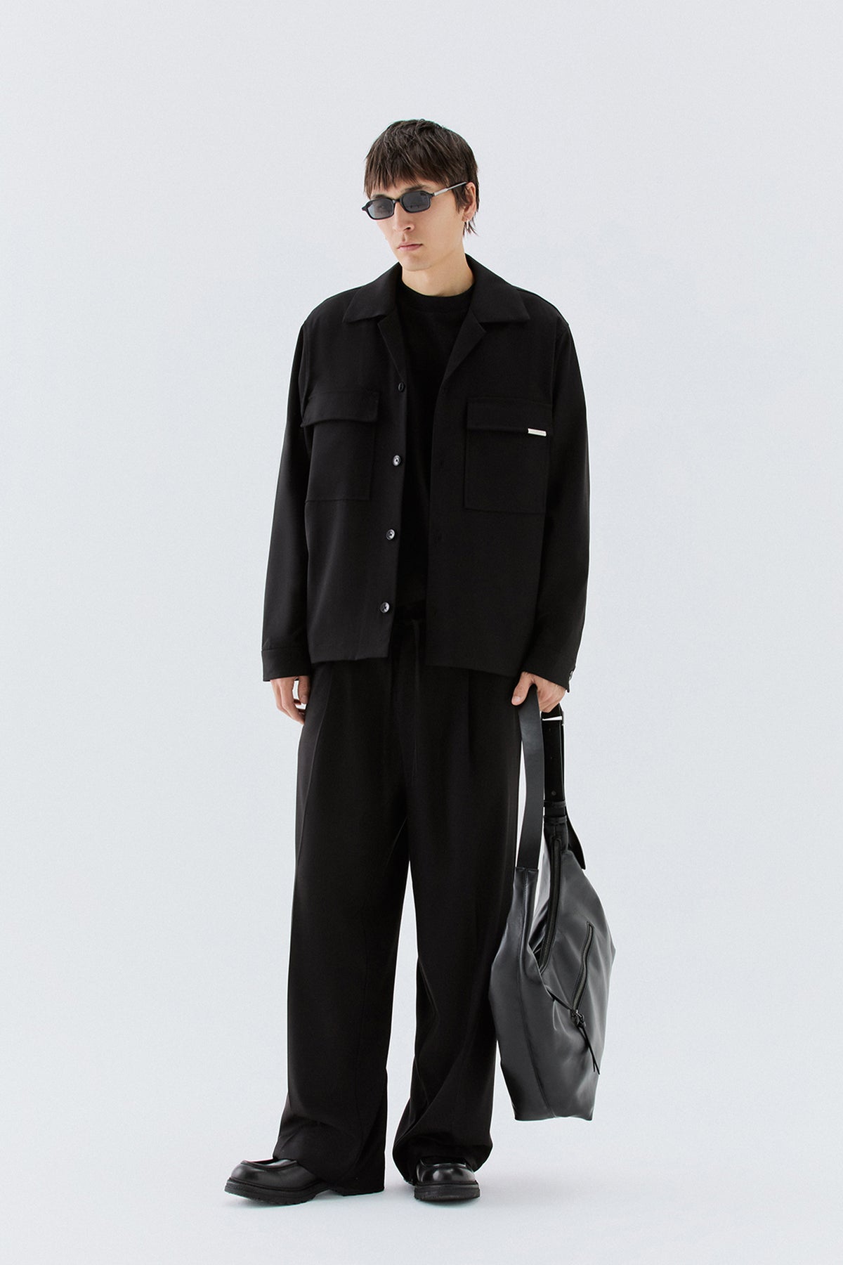 Overshirt con tasconi - Nero